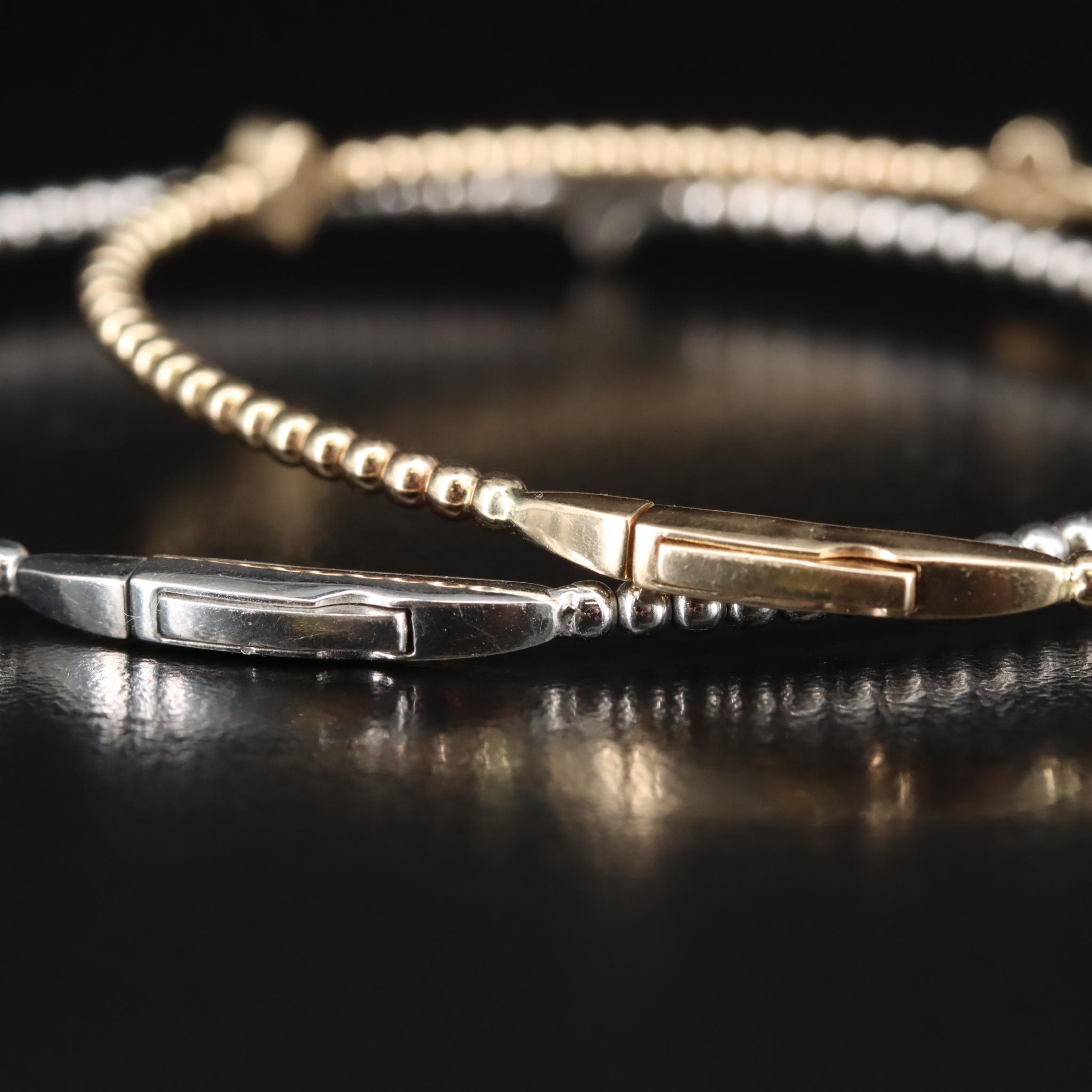 14K 0.36 CTW Diamond Station Bead Bracelet Set