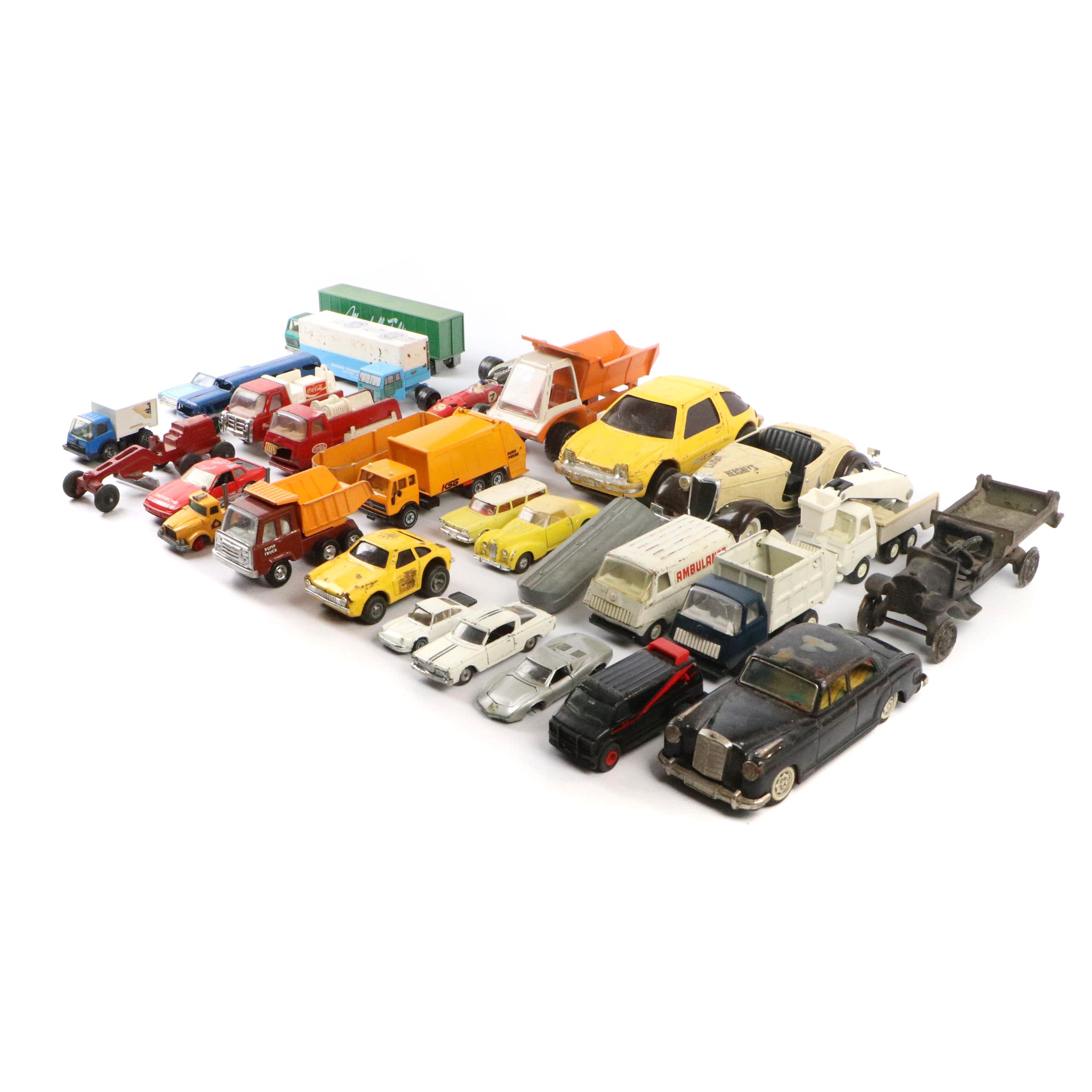 Tonka Metal Vehicles, Other Assorted Toy Trucks and Race Cars