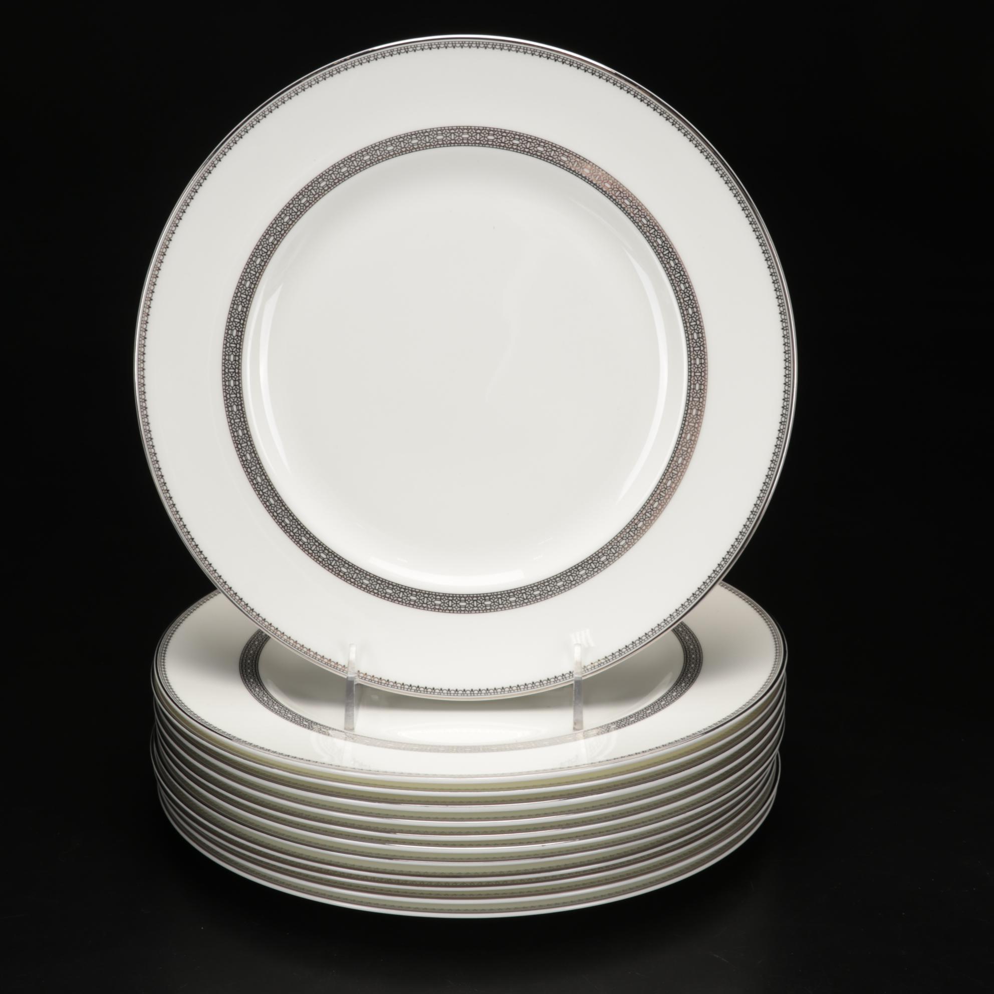 Vera Wang For Wedgwood "Vera Lace Platinum" Dinnerware with Hemstitch Napkins