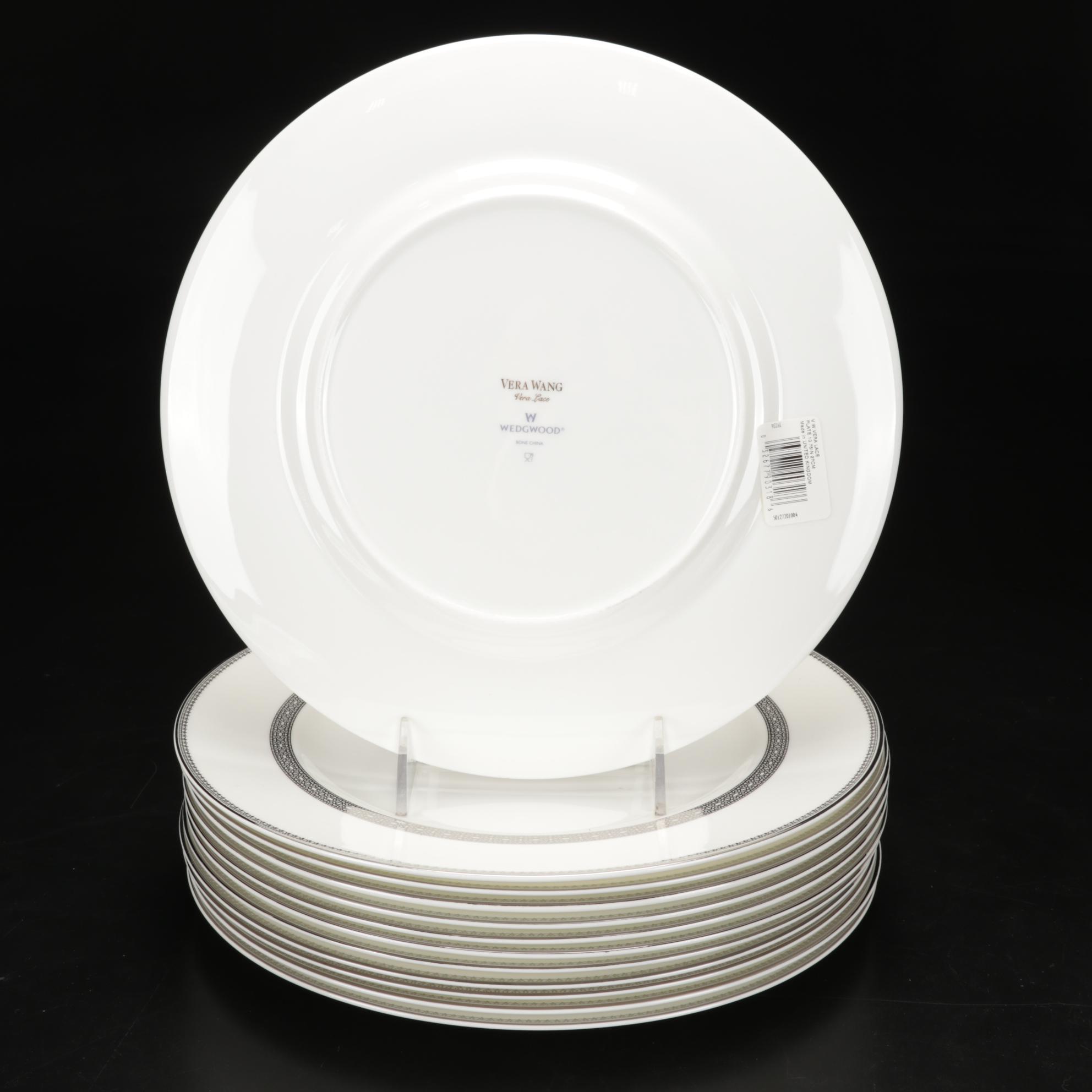 Vera Wang For Wedgwood "Vera Lace Platinum" Dinnerware with Hemstitch Napkins