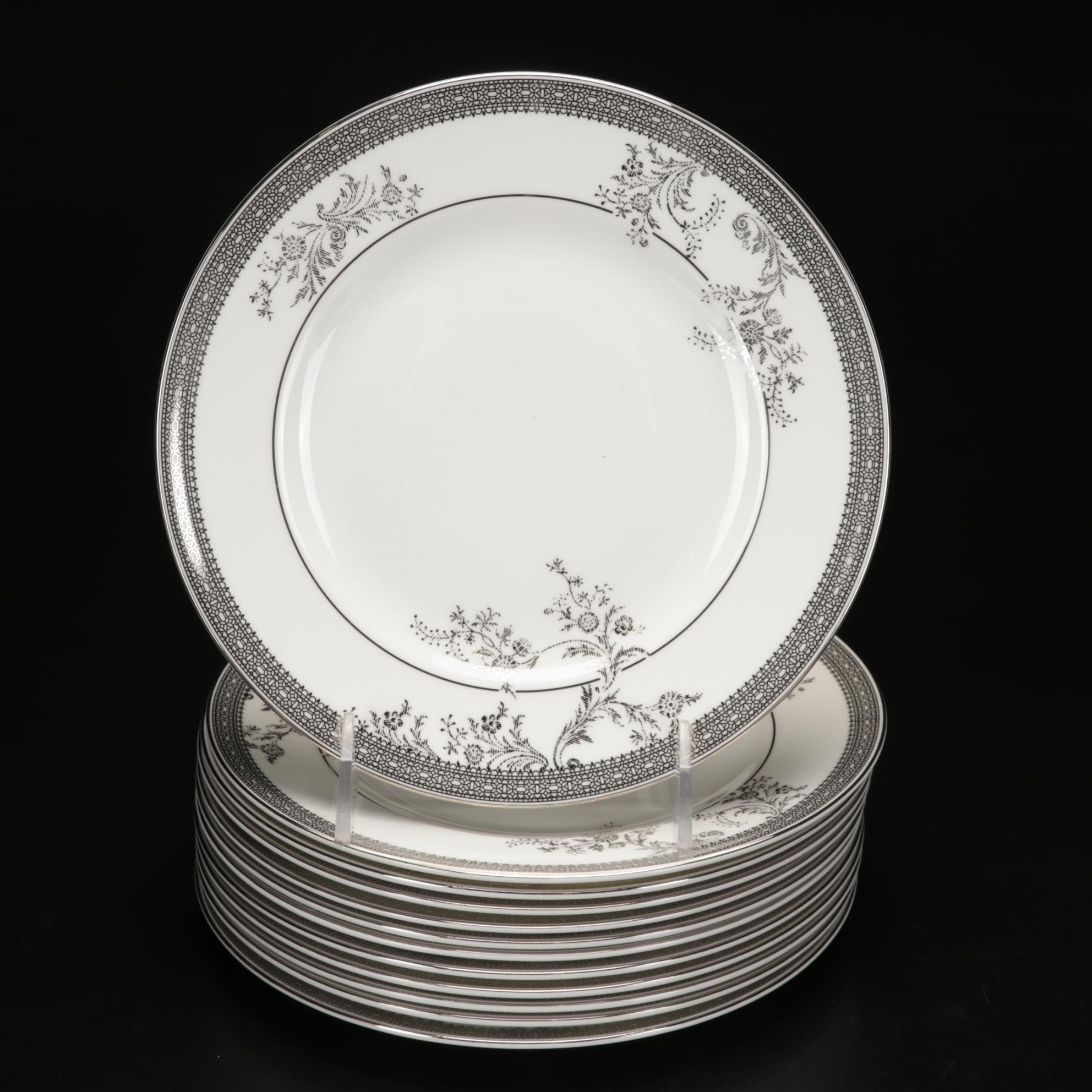 Vera Wang For Wedgwood "Vera Lace Platinum" Dinnerware with Hemstitch Napkins