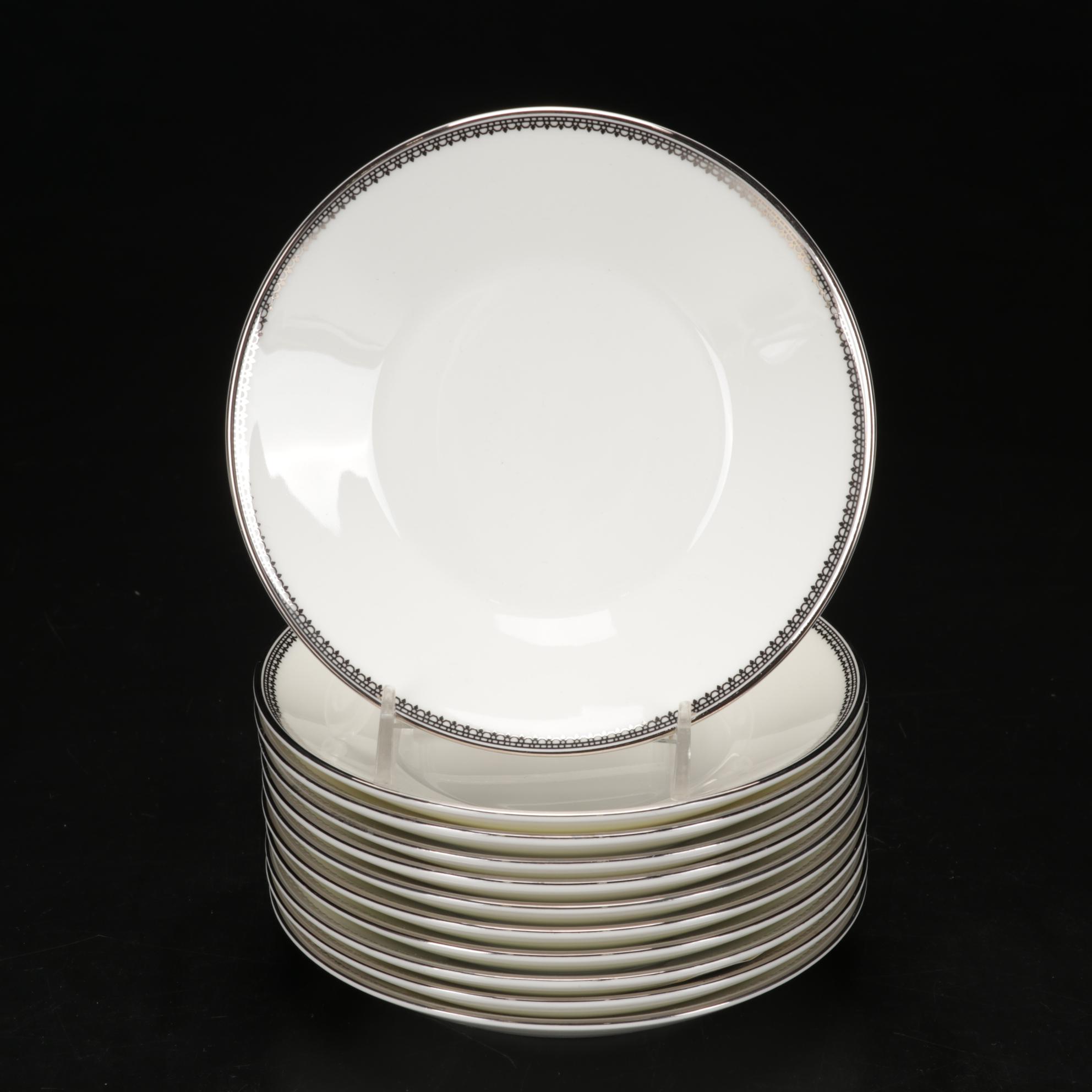 Vera Wang For Wedgwood "Vera Lace Platinum" Dinnerware with Hemstitch Napkins