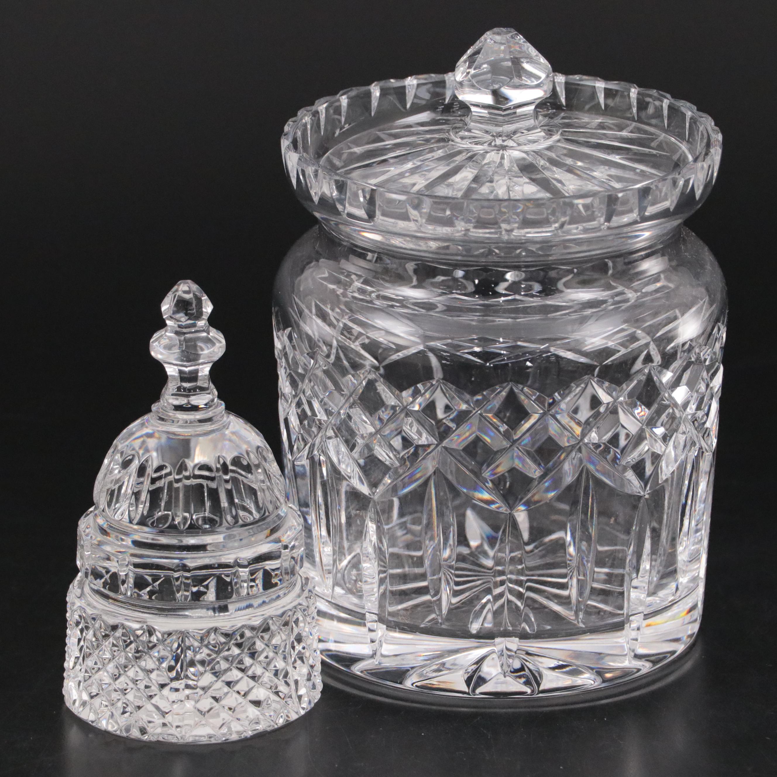Waterford Crystal "Lismore" Biscuit Barrel and "US Capitol Building" Paperweight