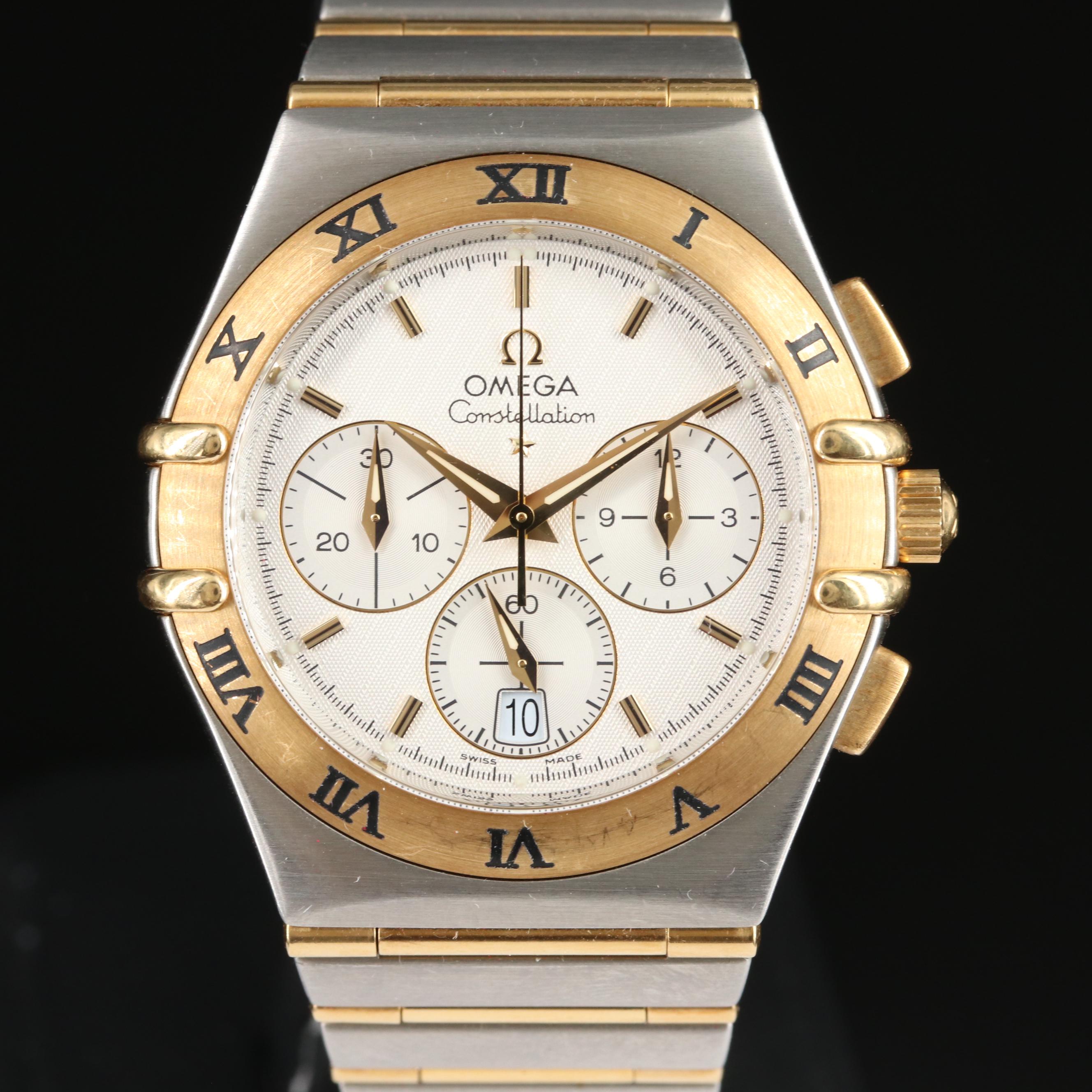 18K and Stainless Steel Omega Constellation Chronograph Watch