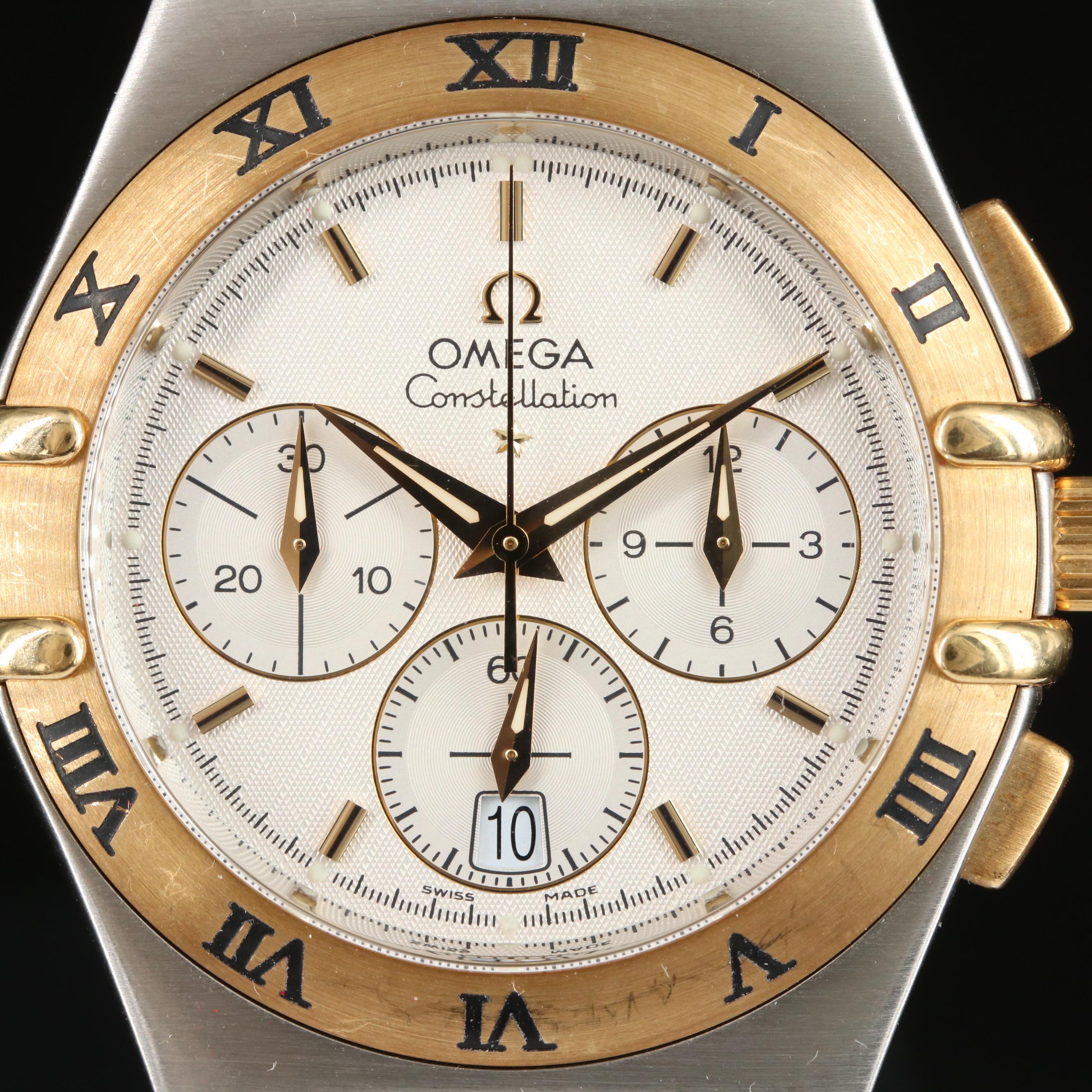 18K and Stainless Steel Omega Constellation Chronograph Watch