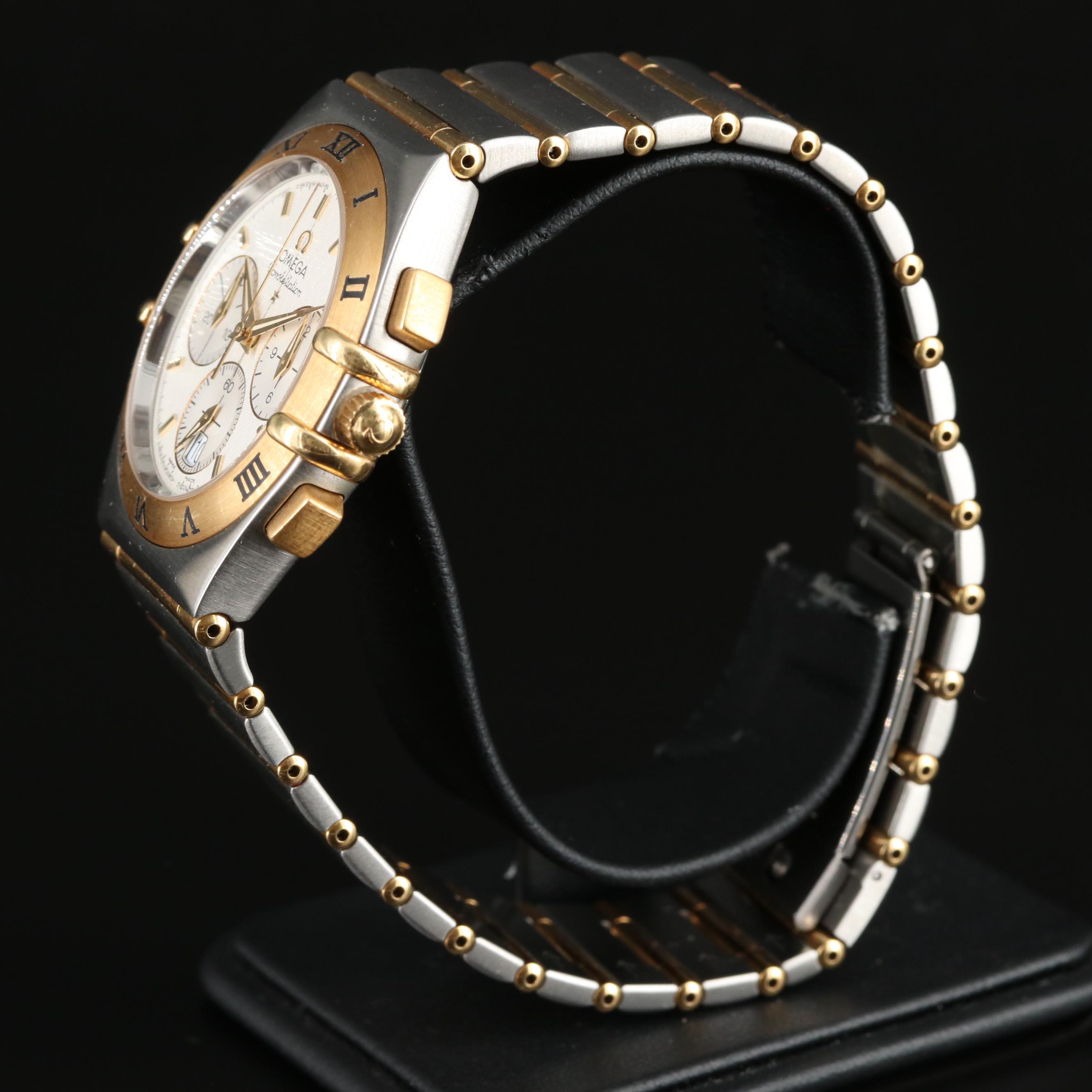 18K and Stainless Steel Omega Constellation Chronograph Watch