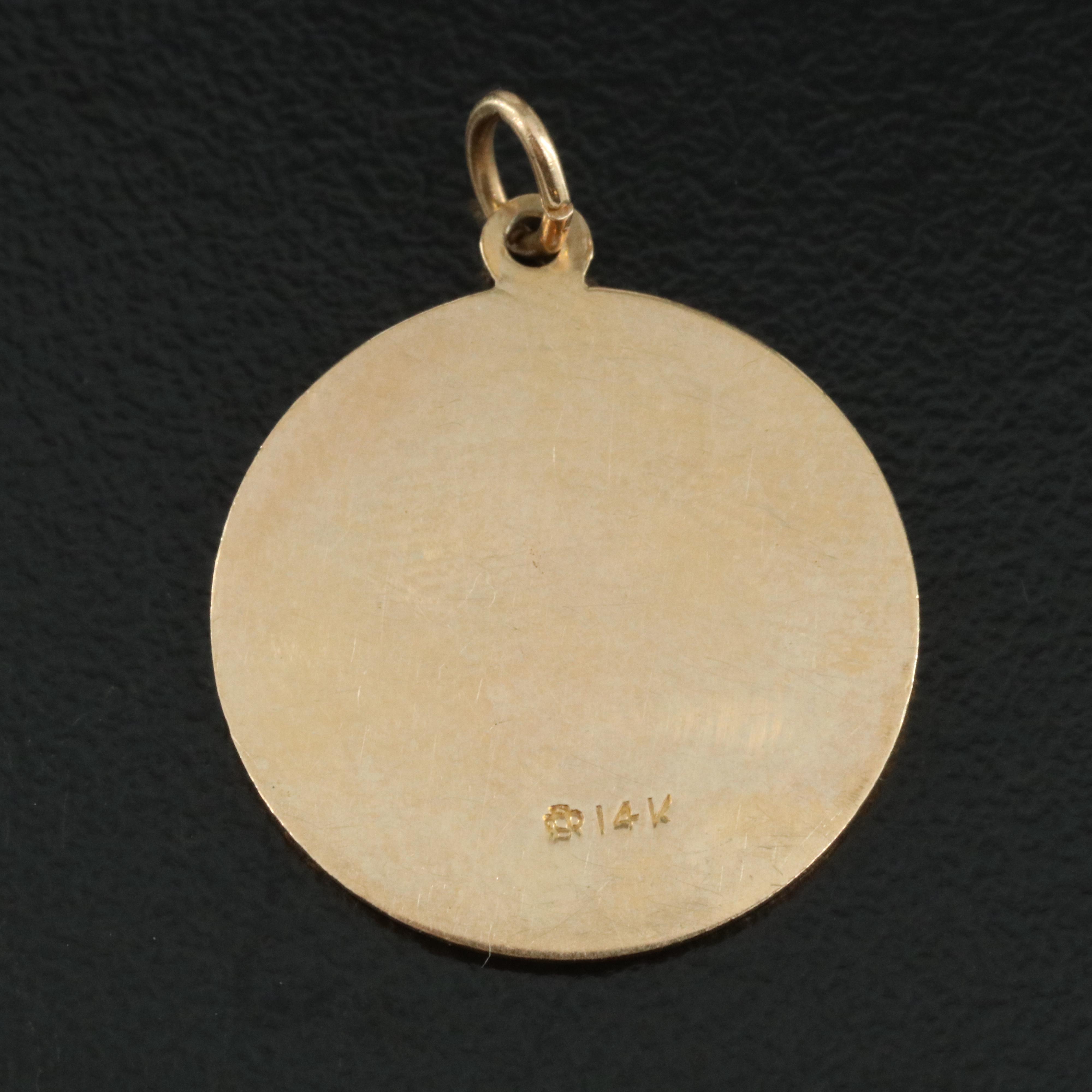 14K St. Christopher Protect Us Pendant