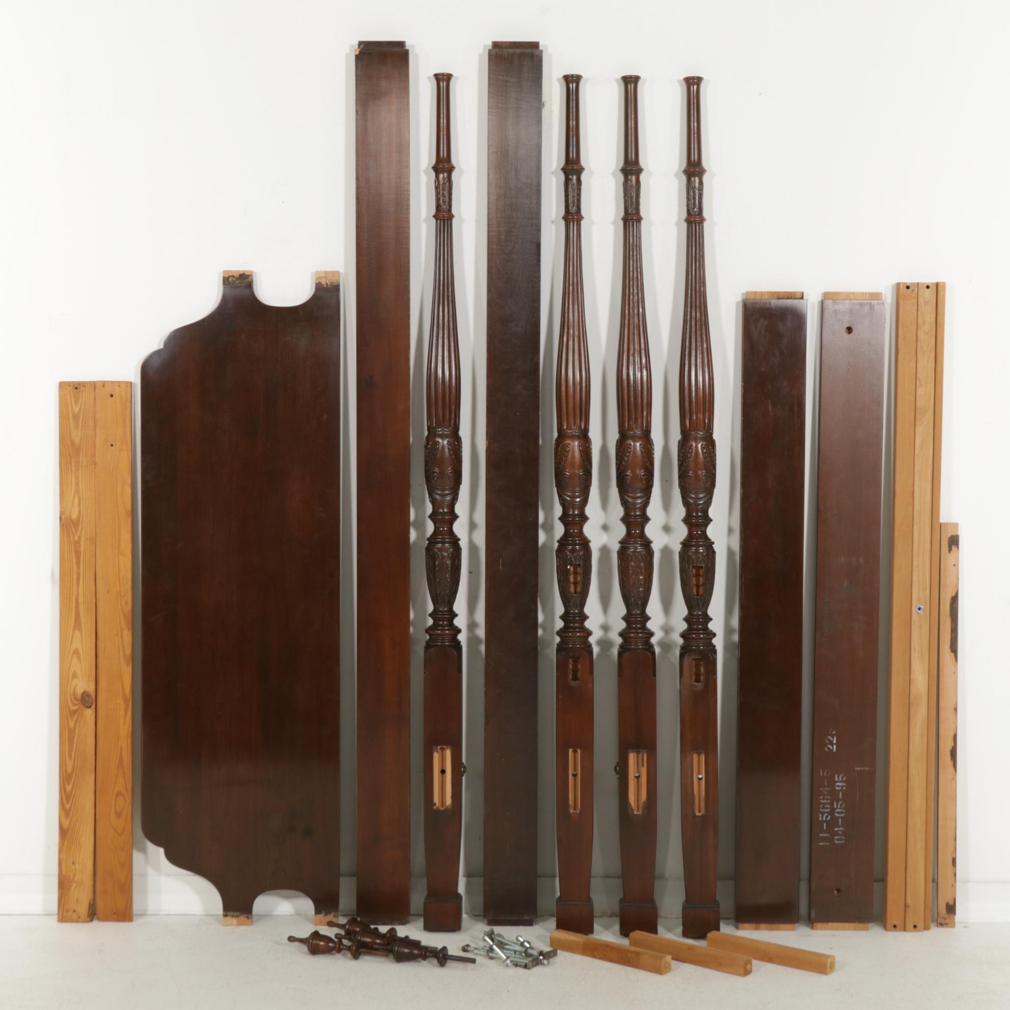 Ethan Allen "Georgian Court" Cherry Rice-Carved Queen Size Bed