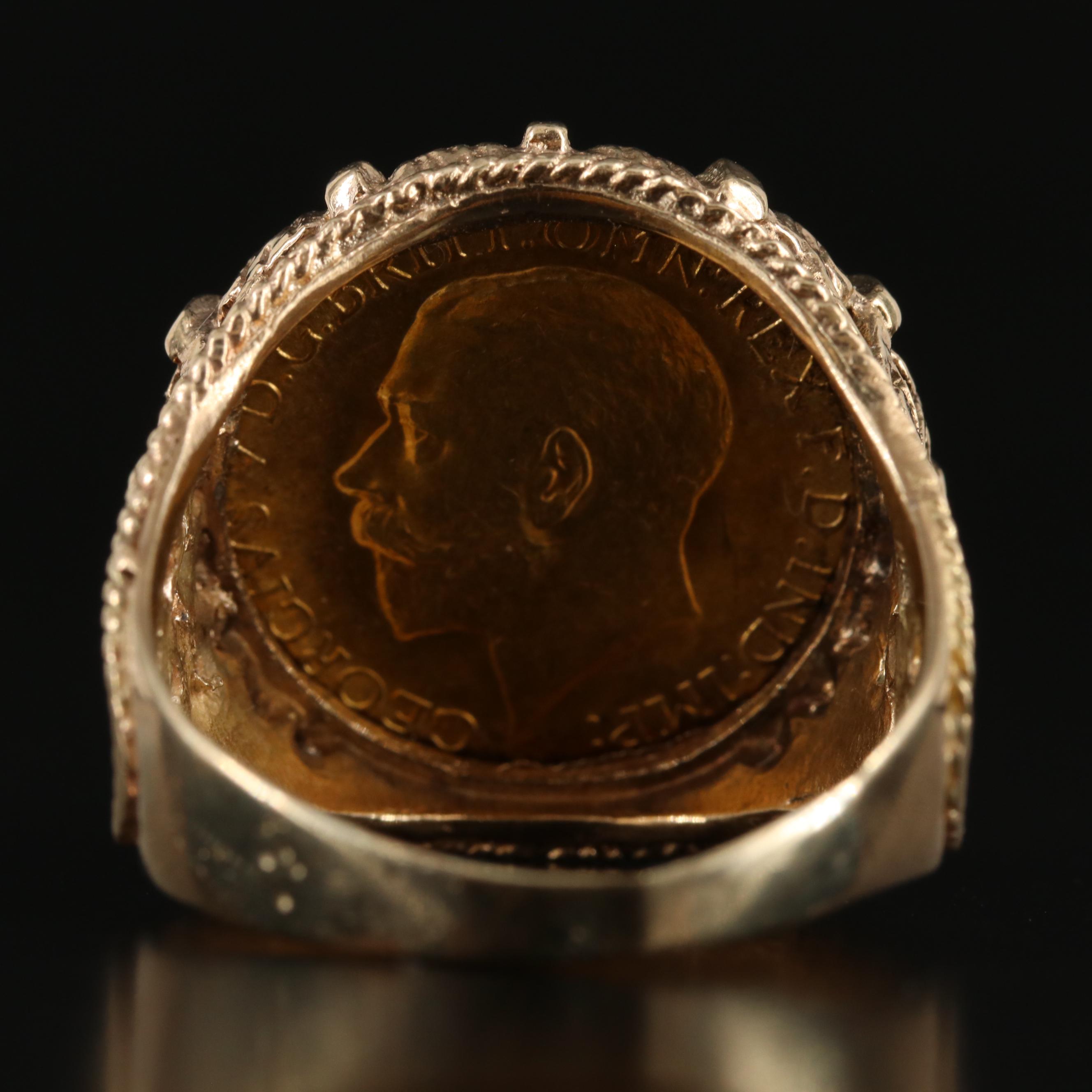 10K Ring with 1913 British Gold Sovereign Coin
