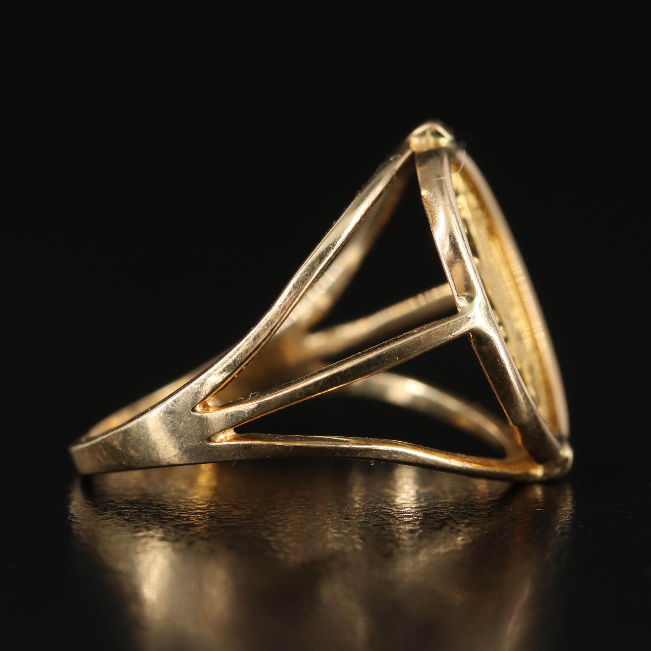 14K Ring with American Eagle Minting One Gram Gold Coin
