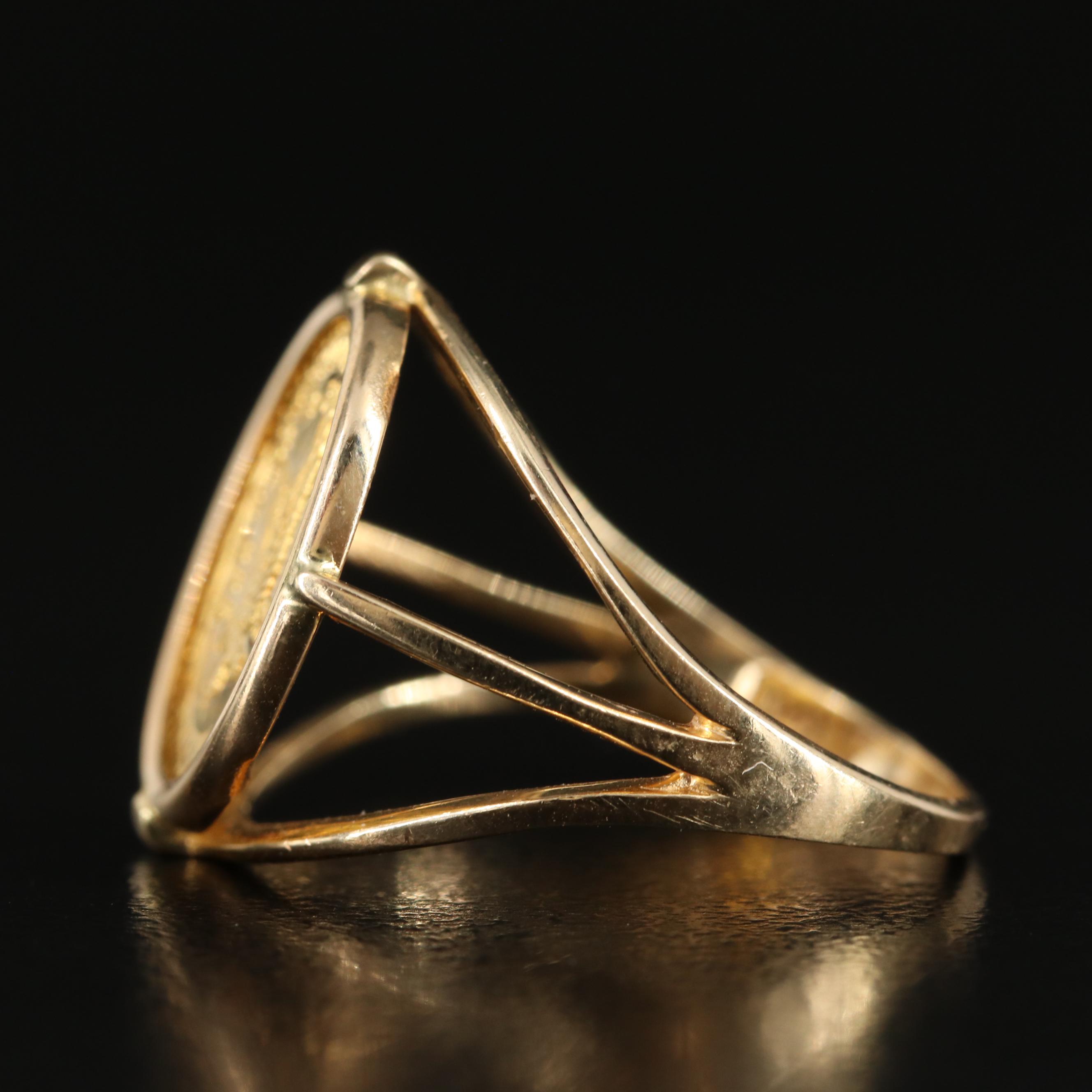 14K Ring with American Eagle Minting One Gram Gold Coin