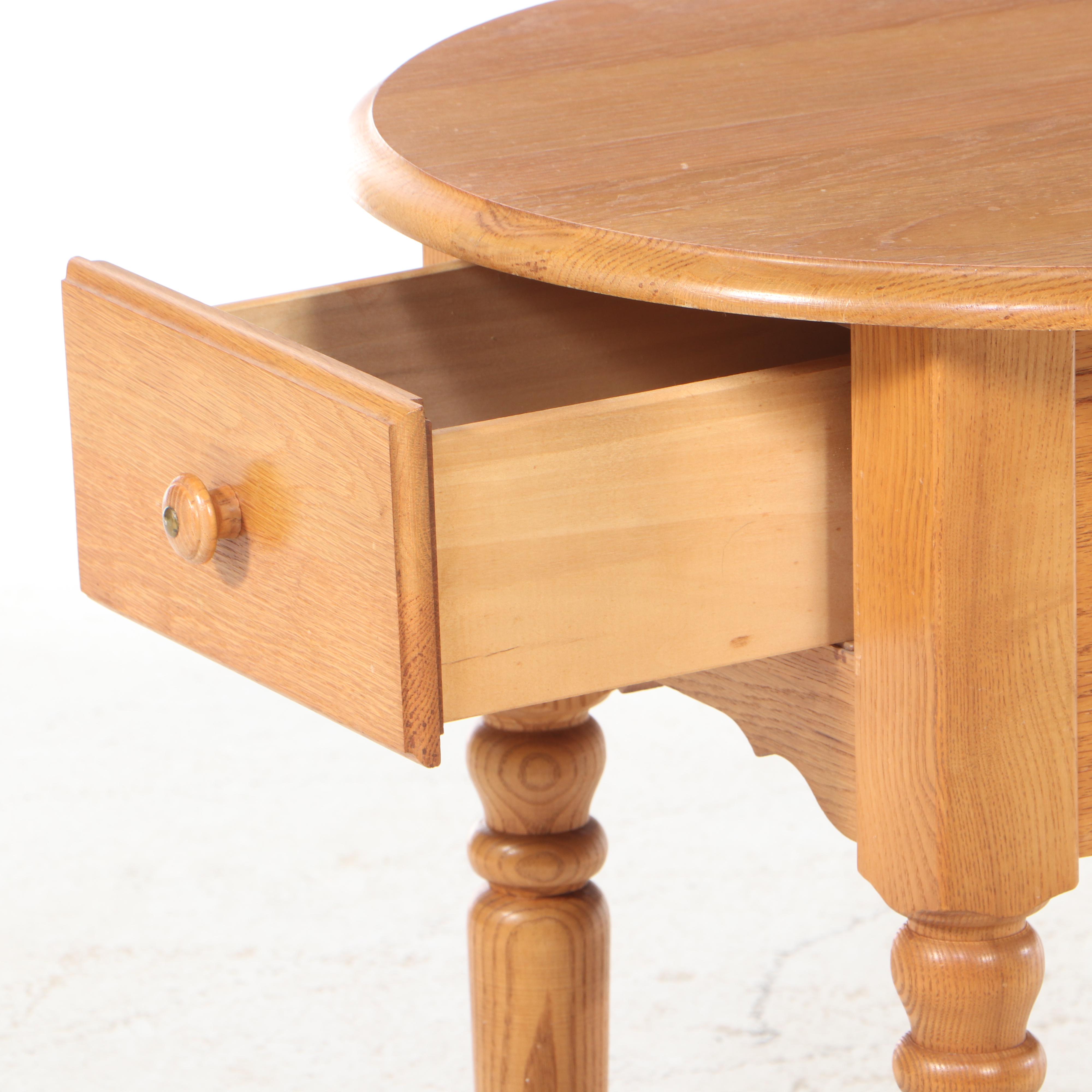 American Primitive Style Oak End Table