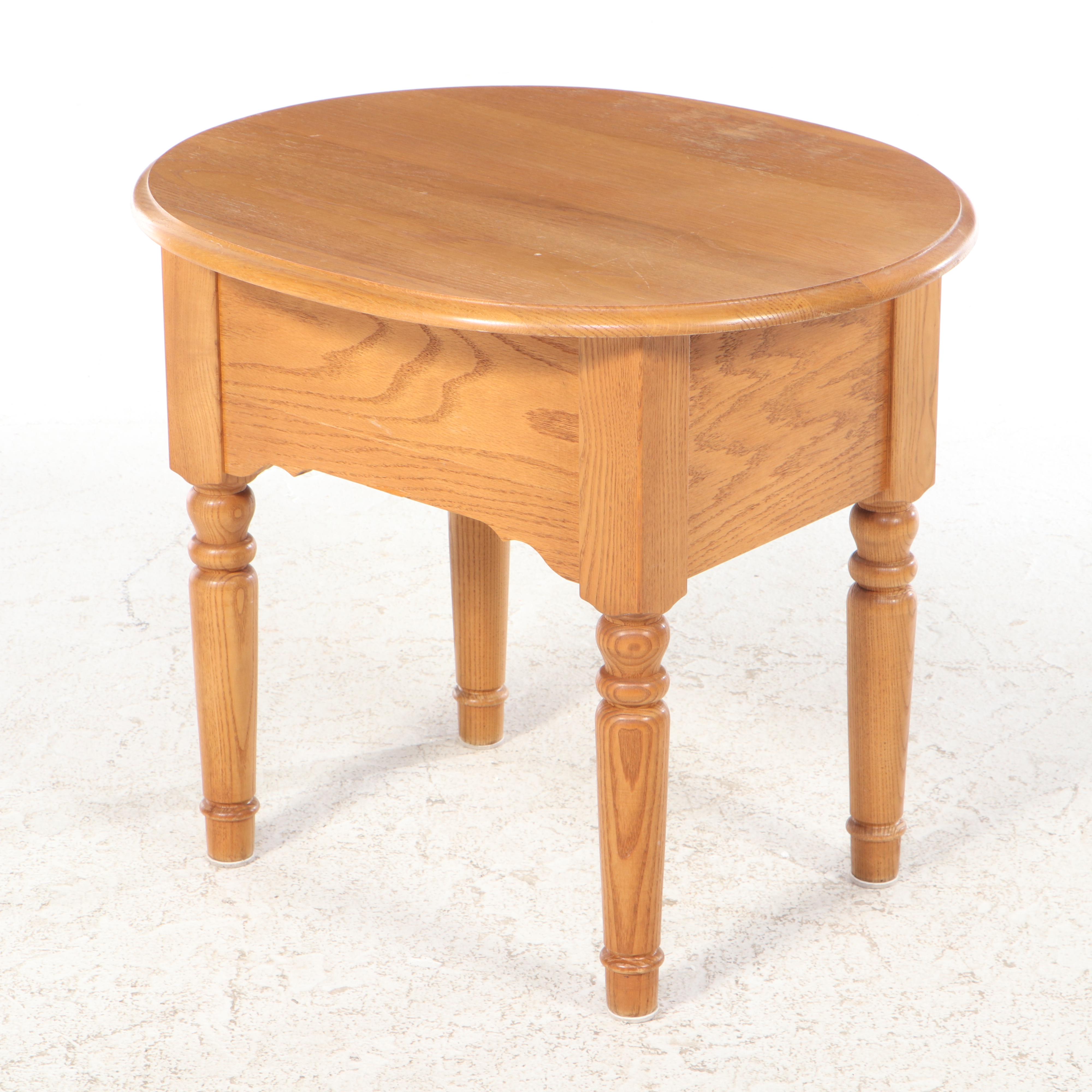 American Primitive Style Oak End Table