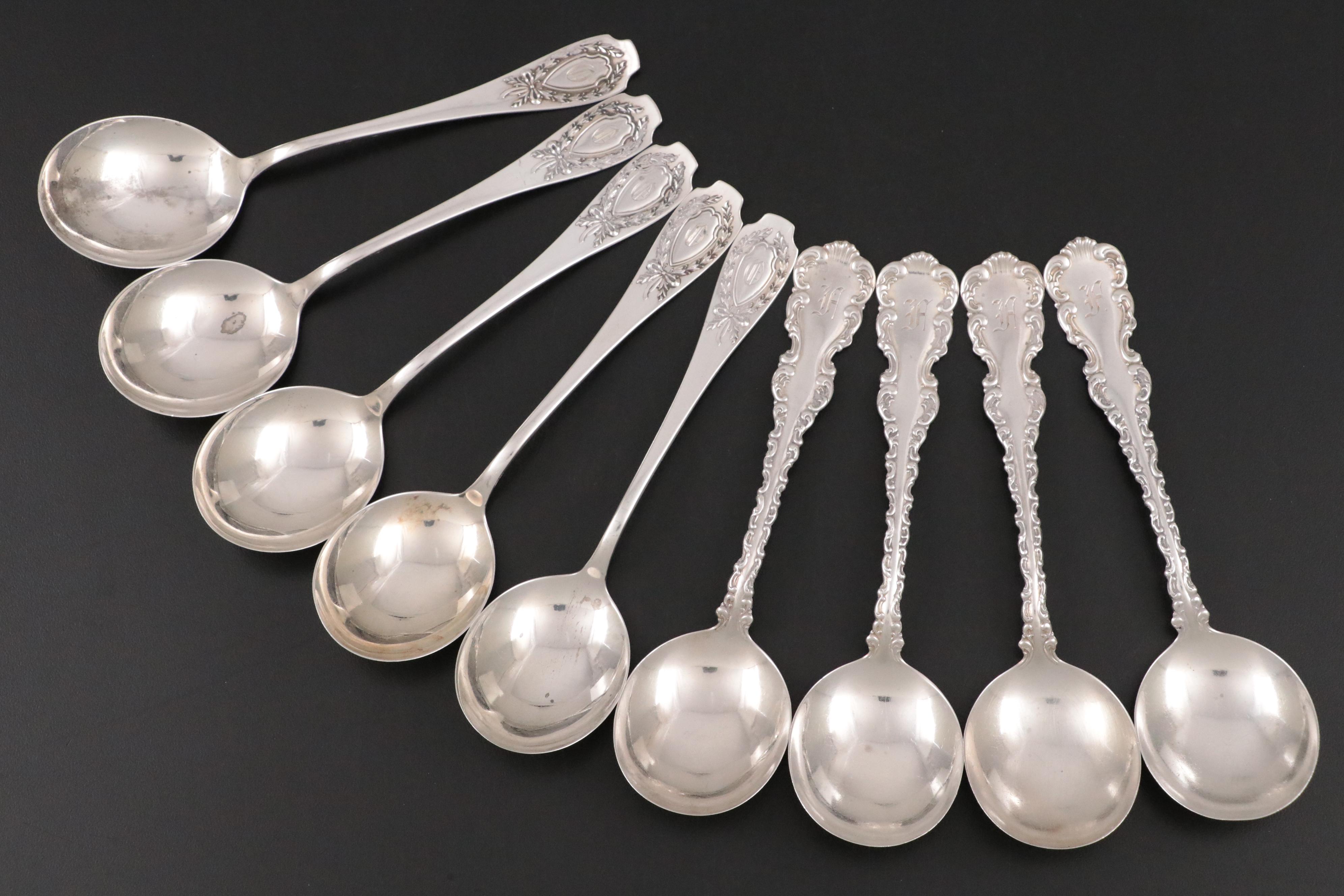 Whiting Manufacturing Co. "Louis XV" and Alvin "Apollo" Sterling Soup Spoons