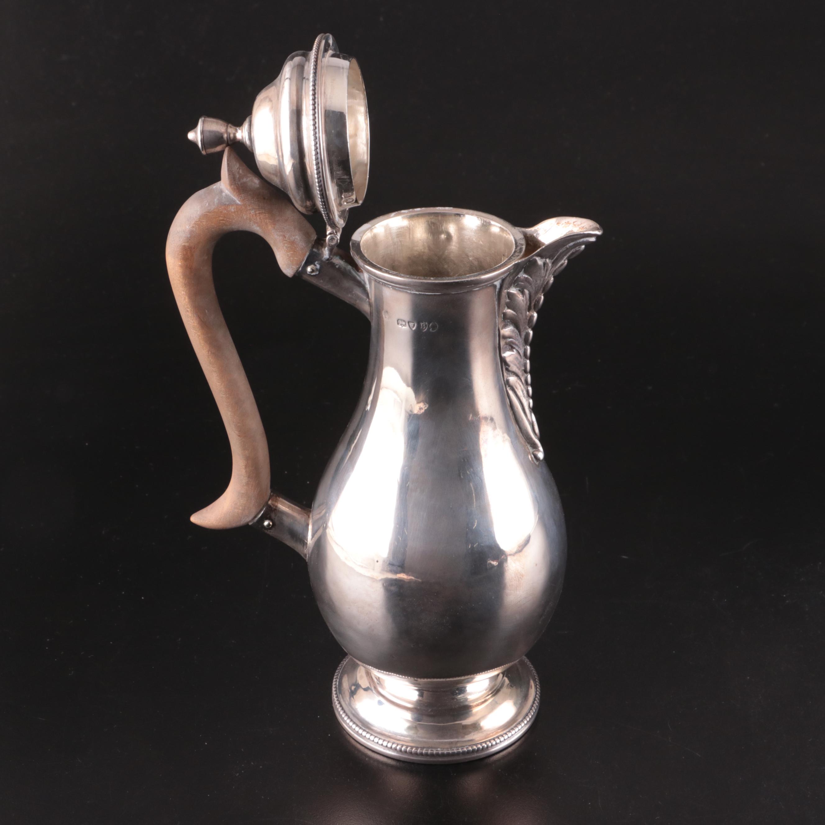 English Sterling Silver Chocolate Pot, 1877