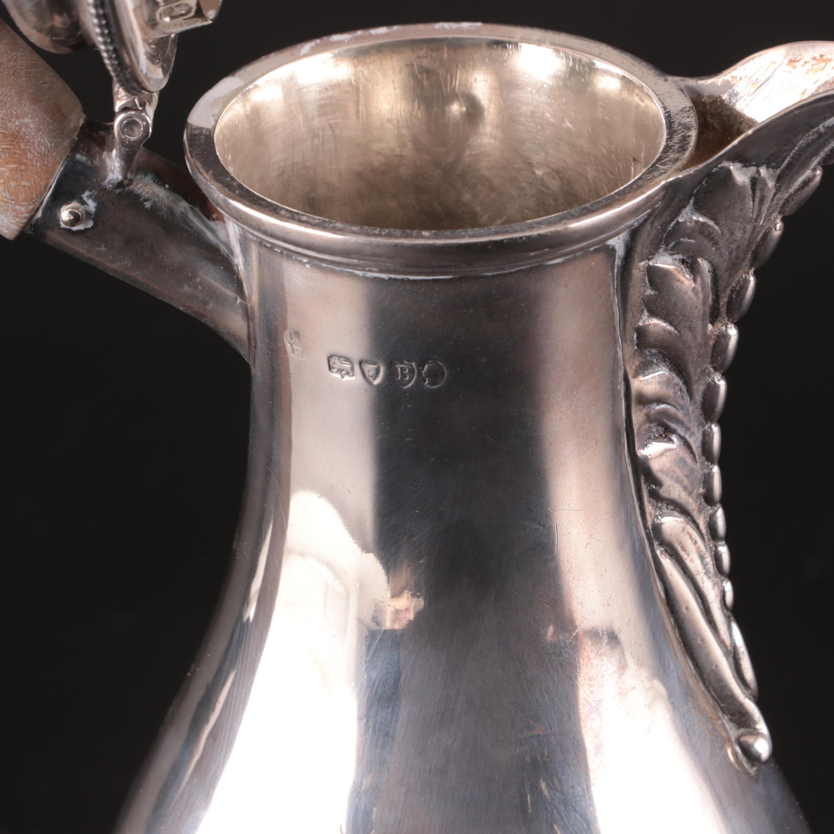 English Sterling Silver Chocolate Pot, 1877