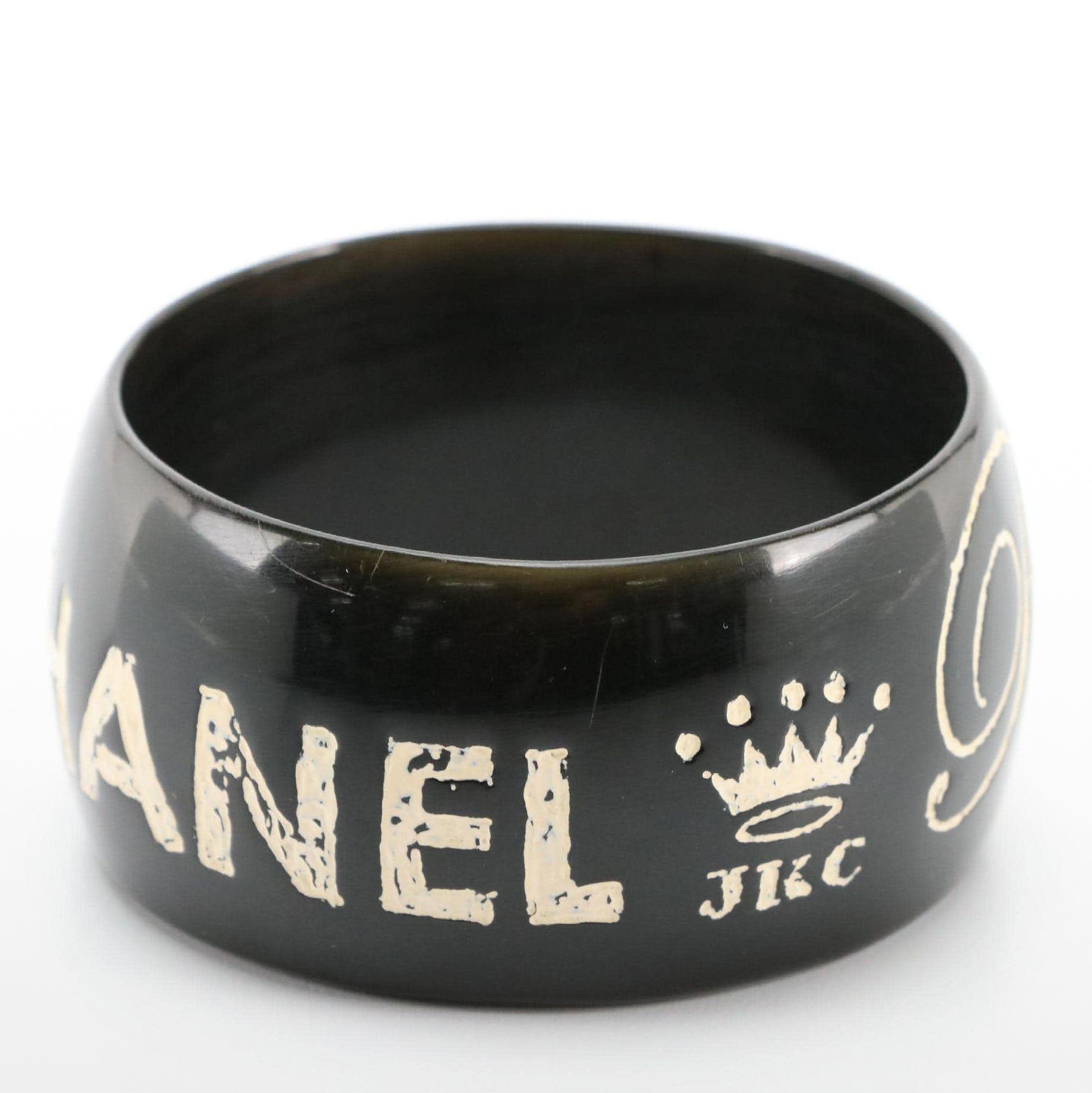 Jessica Kagan Cushman "Ripped Off By Chanel" B&W Resin Bangle Bracelet