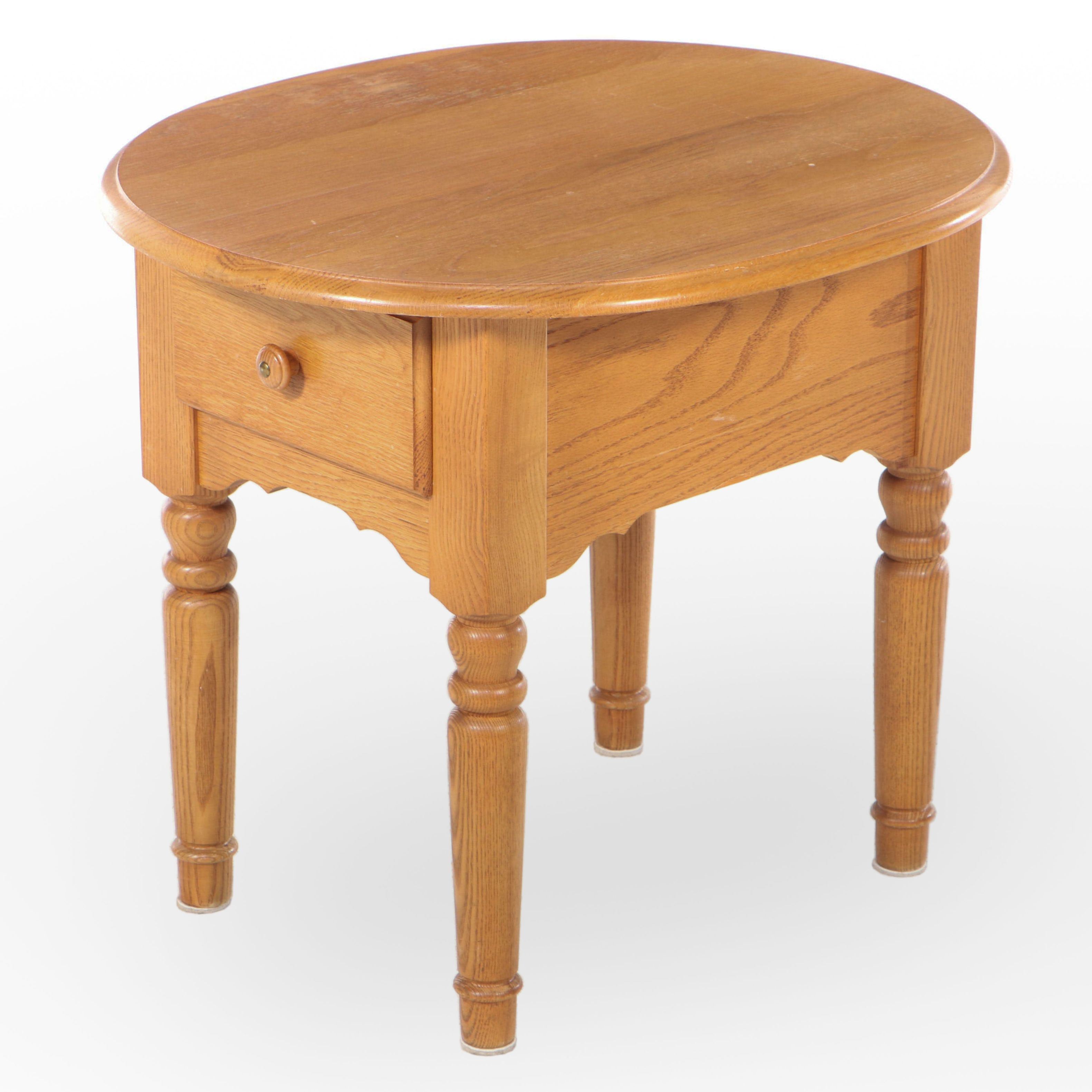 American Primitive Style Oak End Table