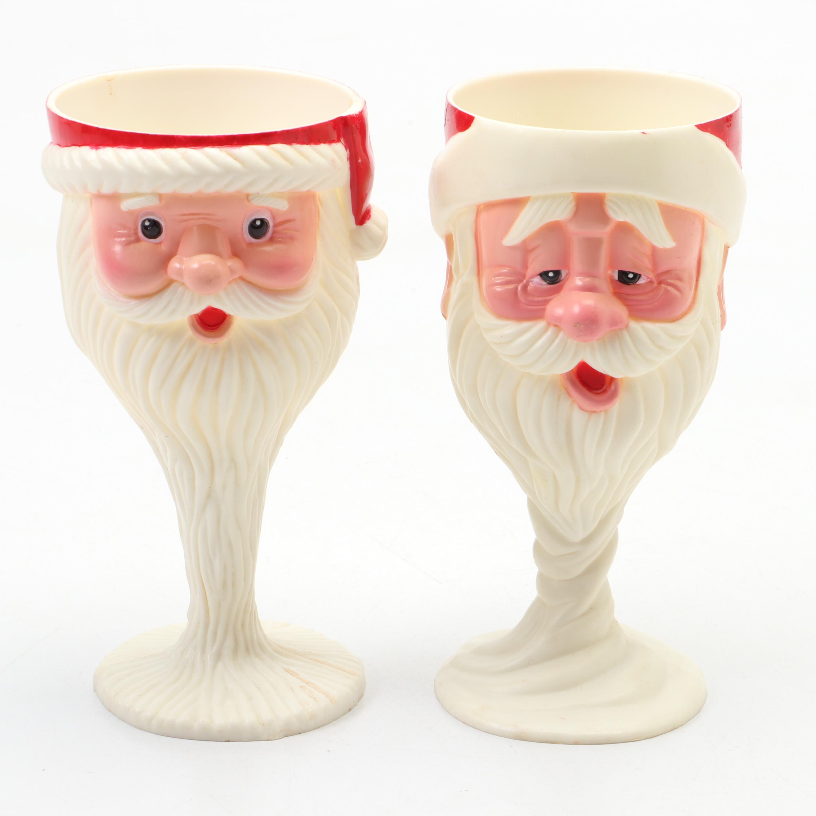Mold Blown Plastic Santa Shaped Goblets