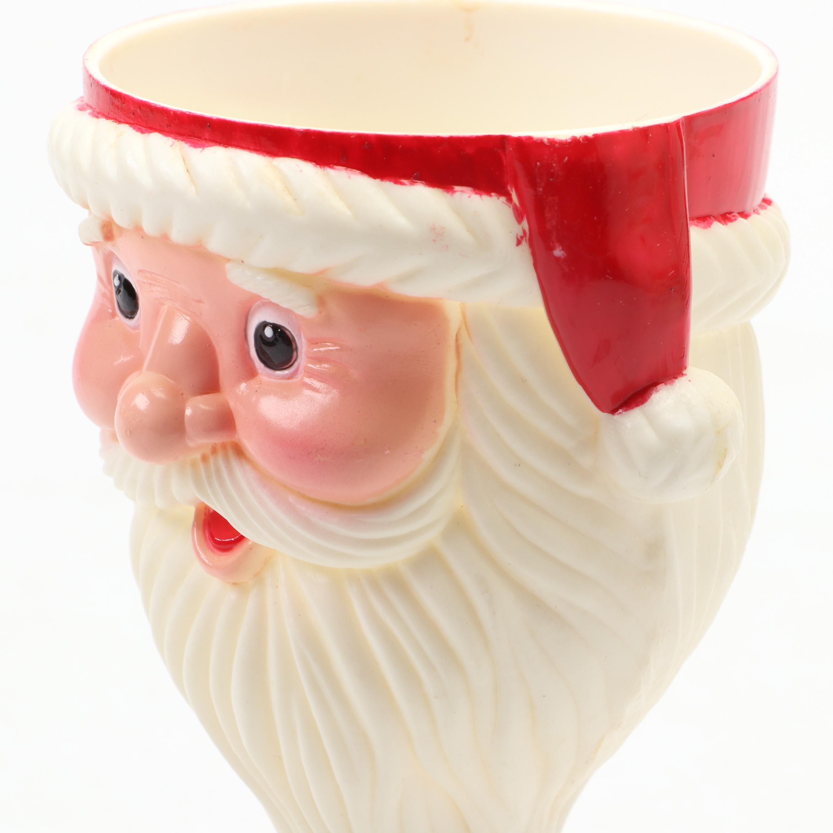 Mold Blown Plastic Santa Shaped Goblets