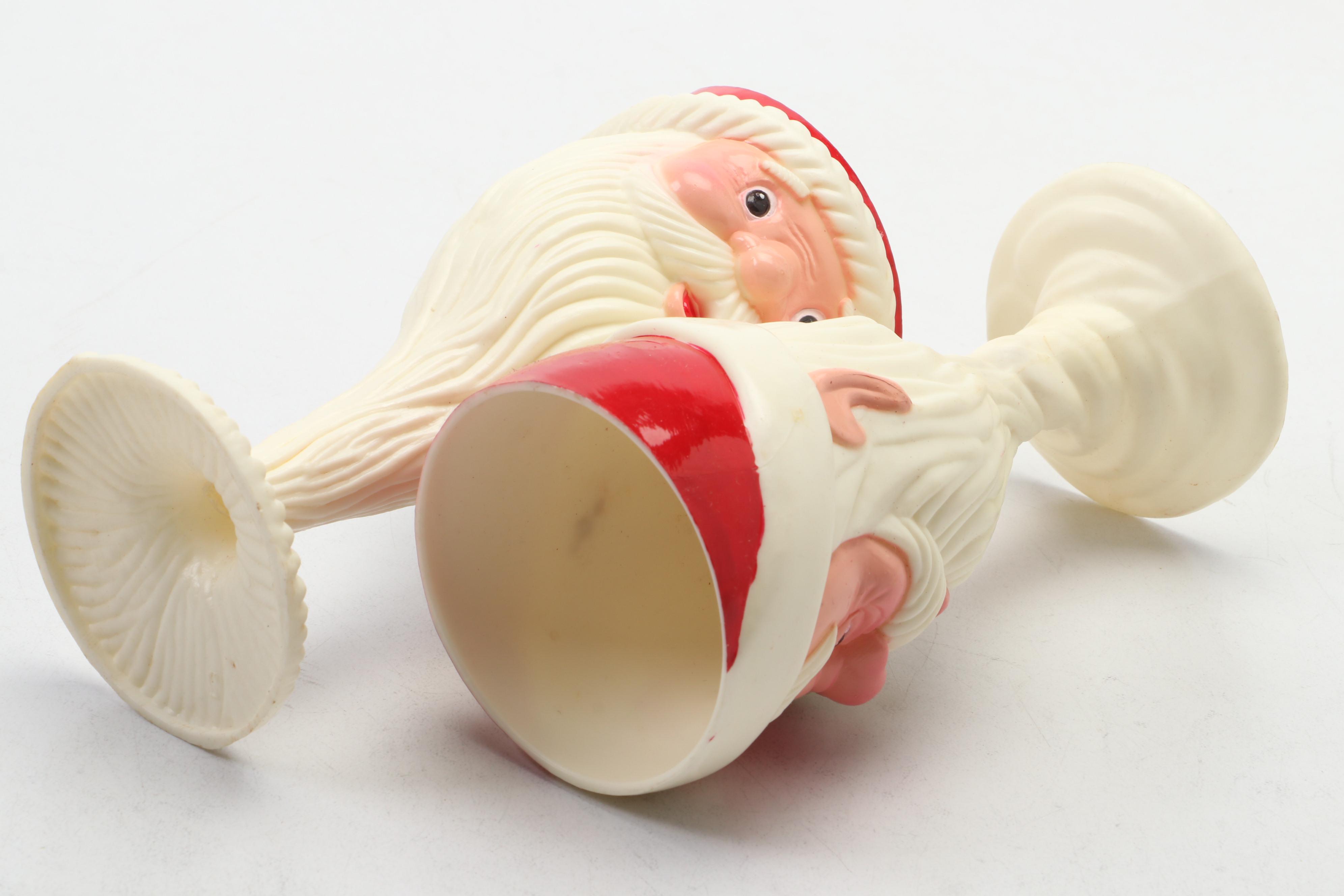Mold Blown Plastic Santa Shaped Goblets