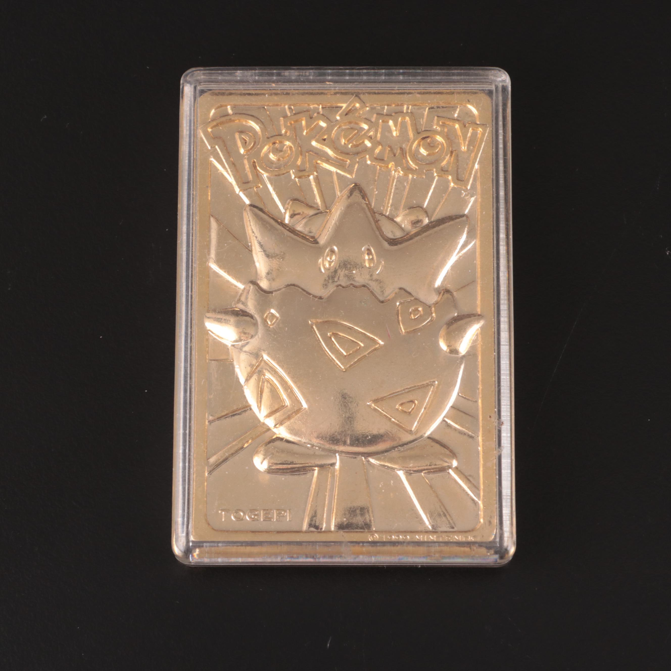 Pokémon Gold Plate Togepi Trading Card with Case