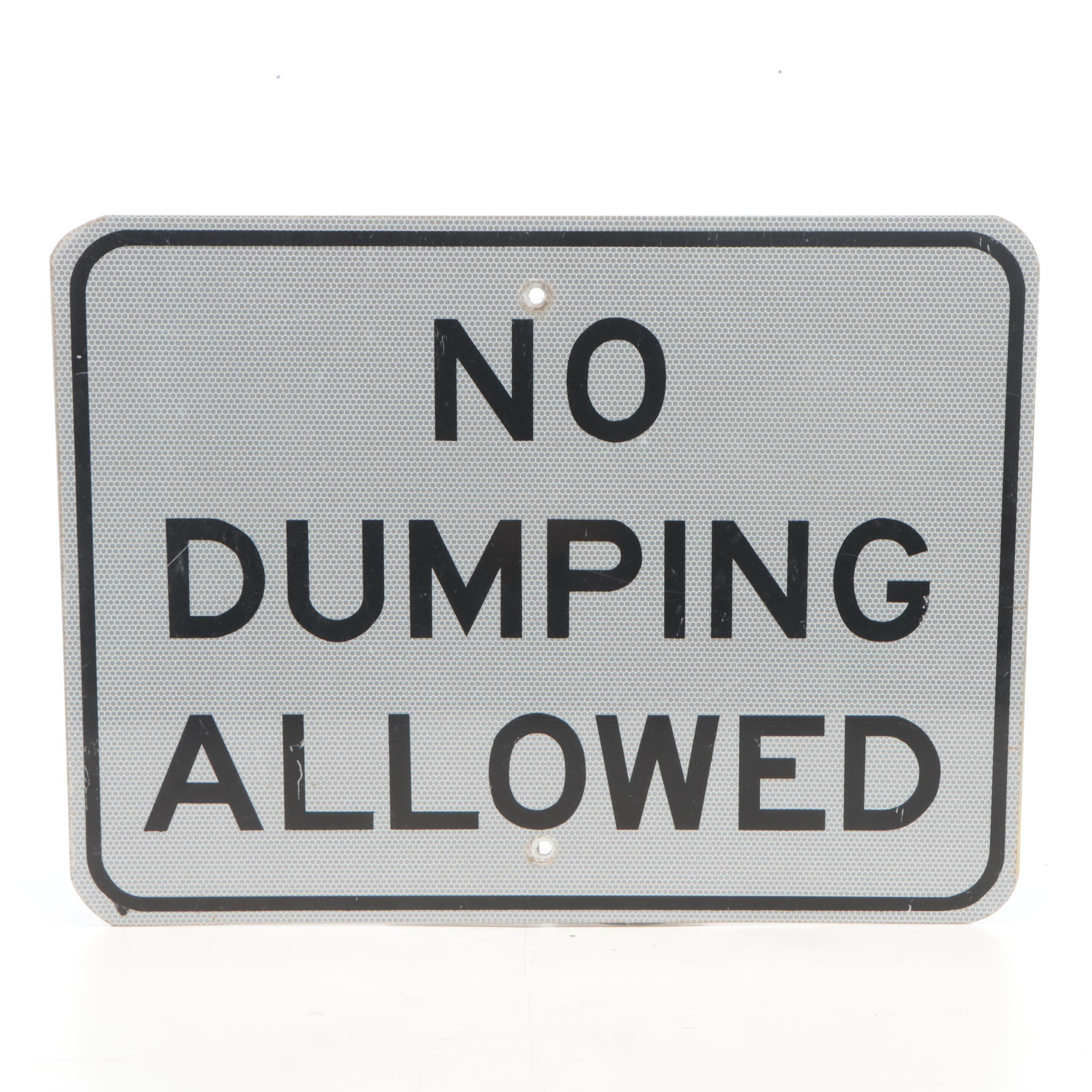 Tennessee DOT Reflective "No Dumping Allowed" Metal Sign