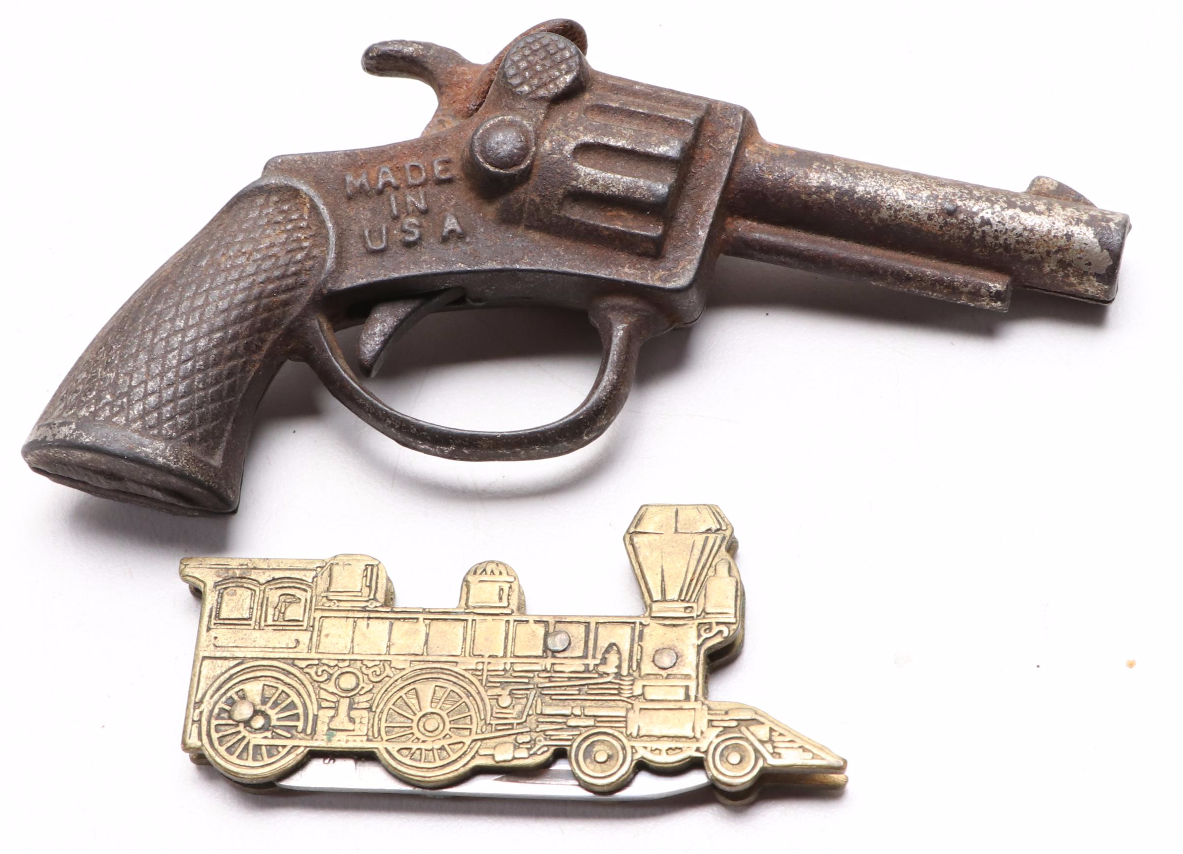 Miniature Trains on Railroad Spikes, Toy Guns, Grooming and Memorabilia