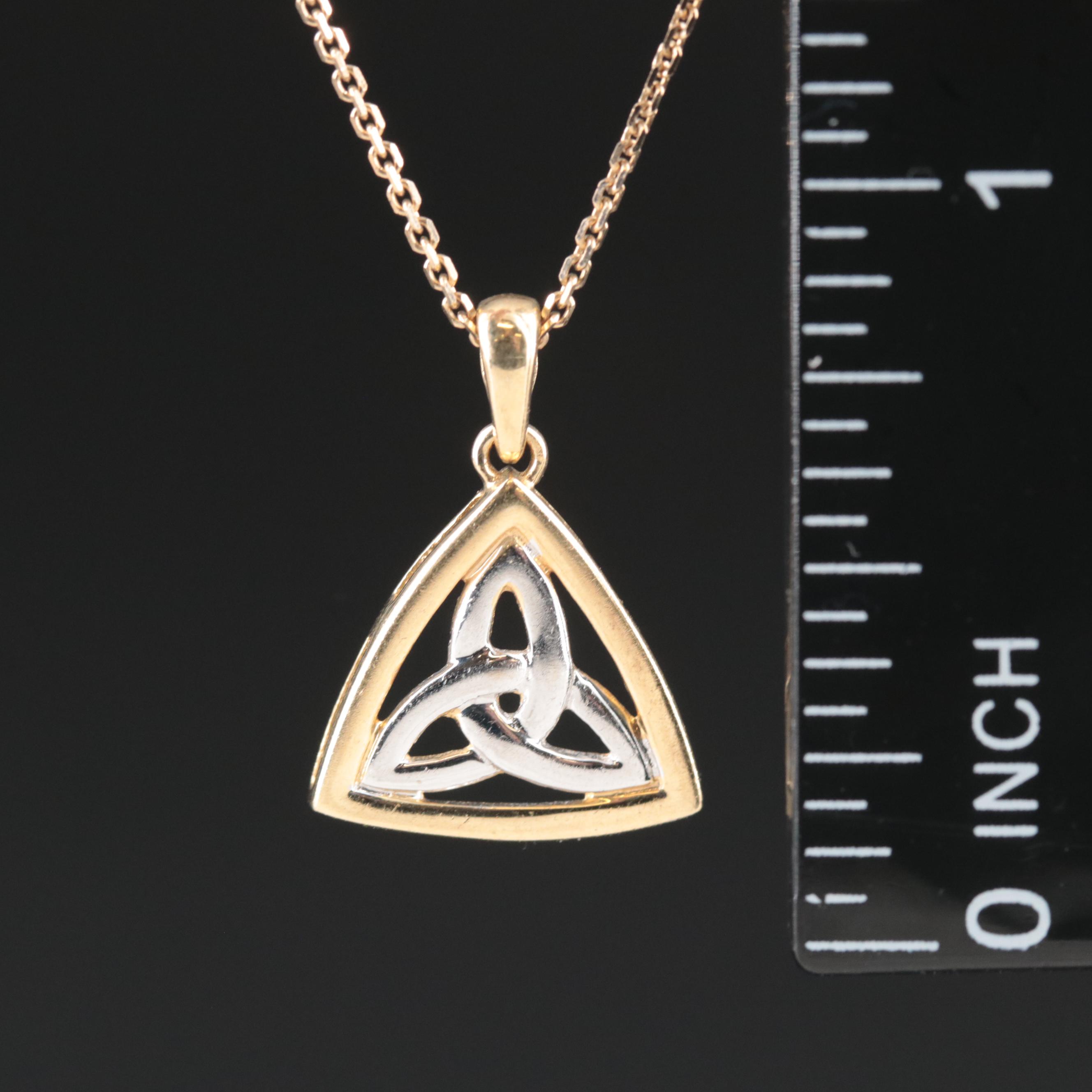 Irish Slovar 14K Trinity Knot Necklace and Earrings EBTH