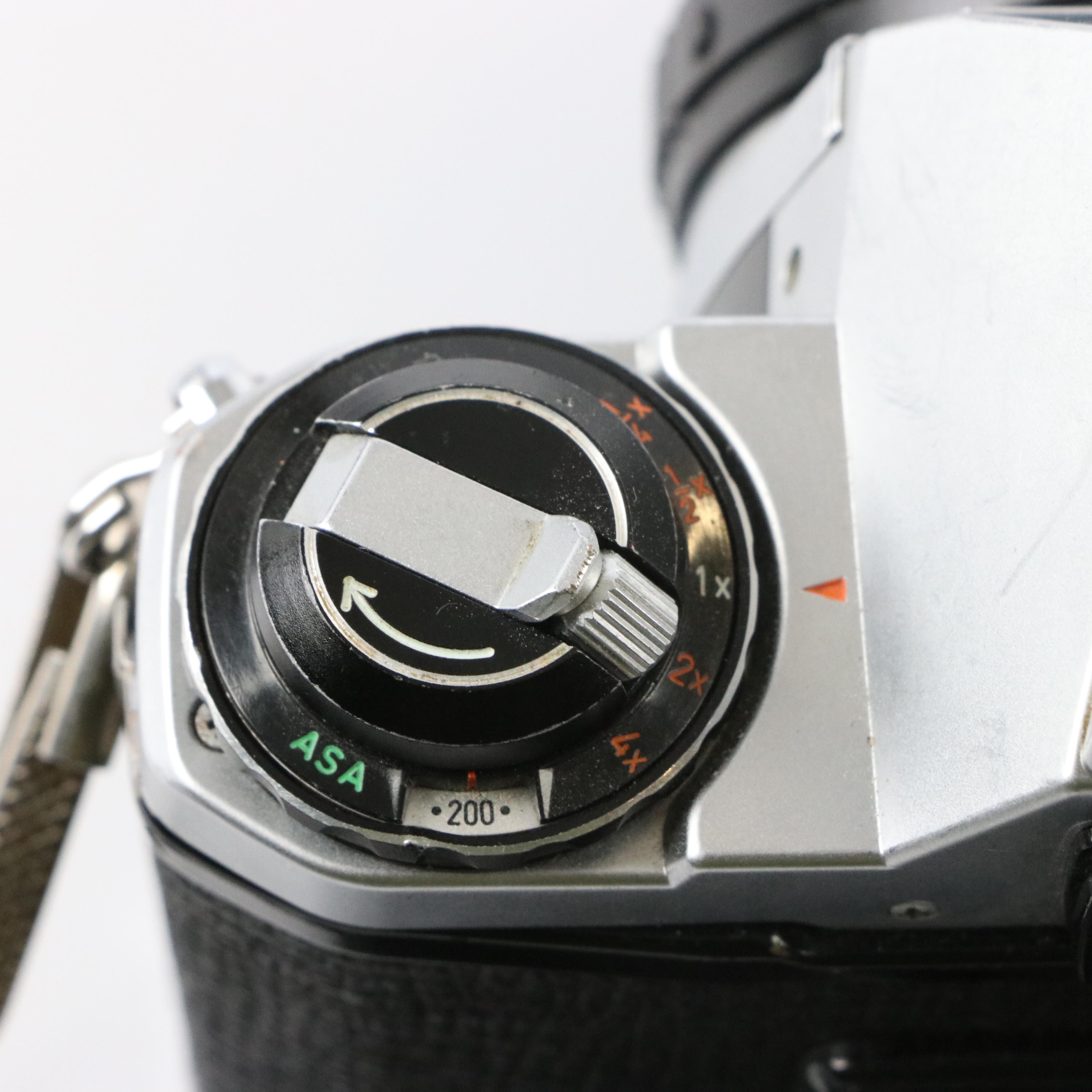 Pentax K1000 and Pentax ME Super Cameras with Telephoto Lenses and More