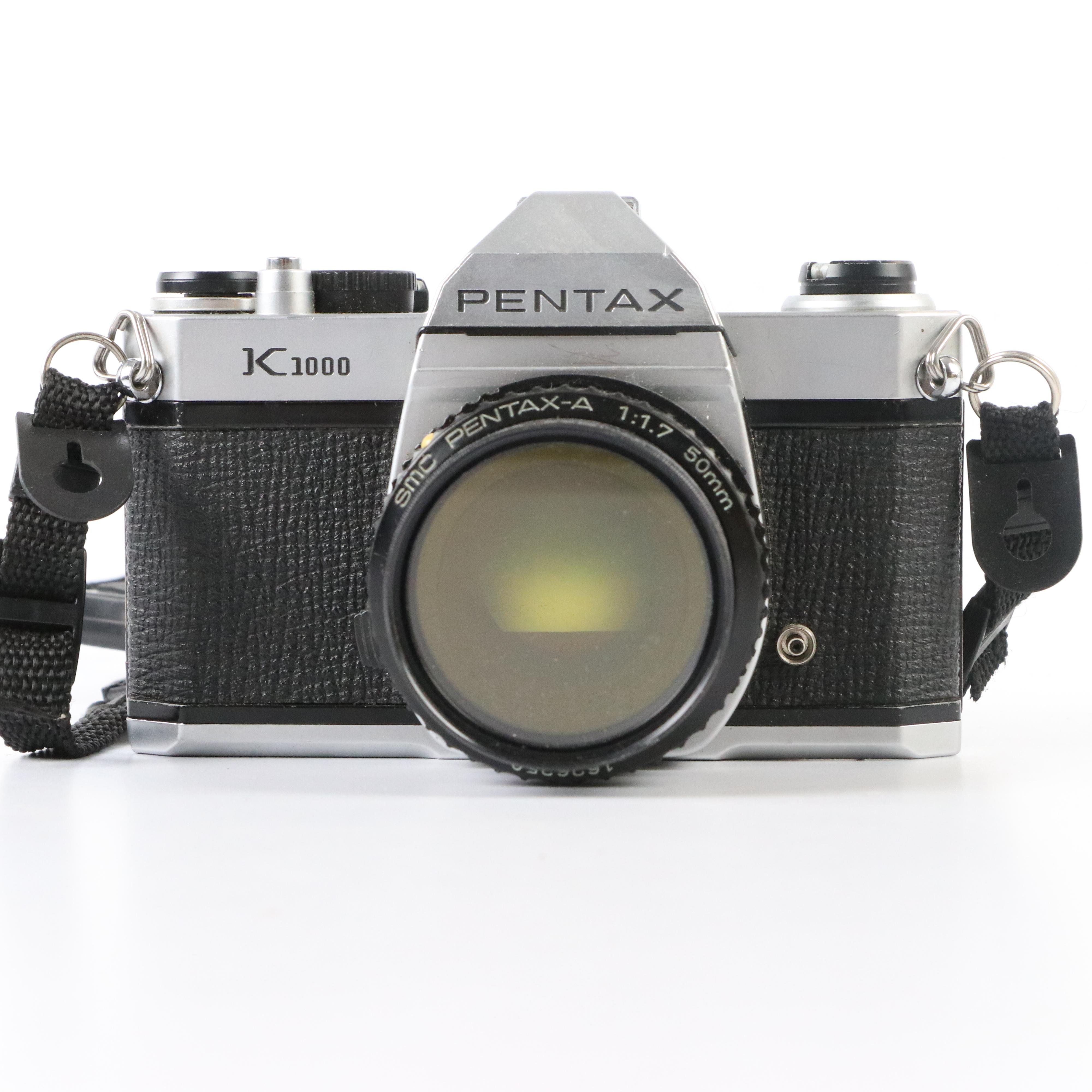 Pentax K1000 and Pentax ME Super Cameras with Telephoto Lenses and More