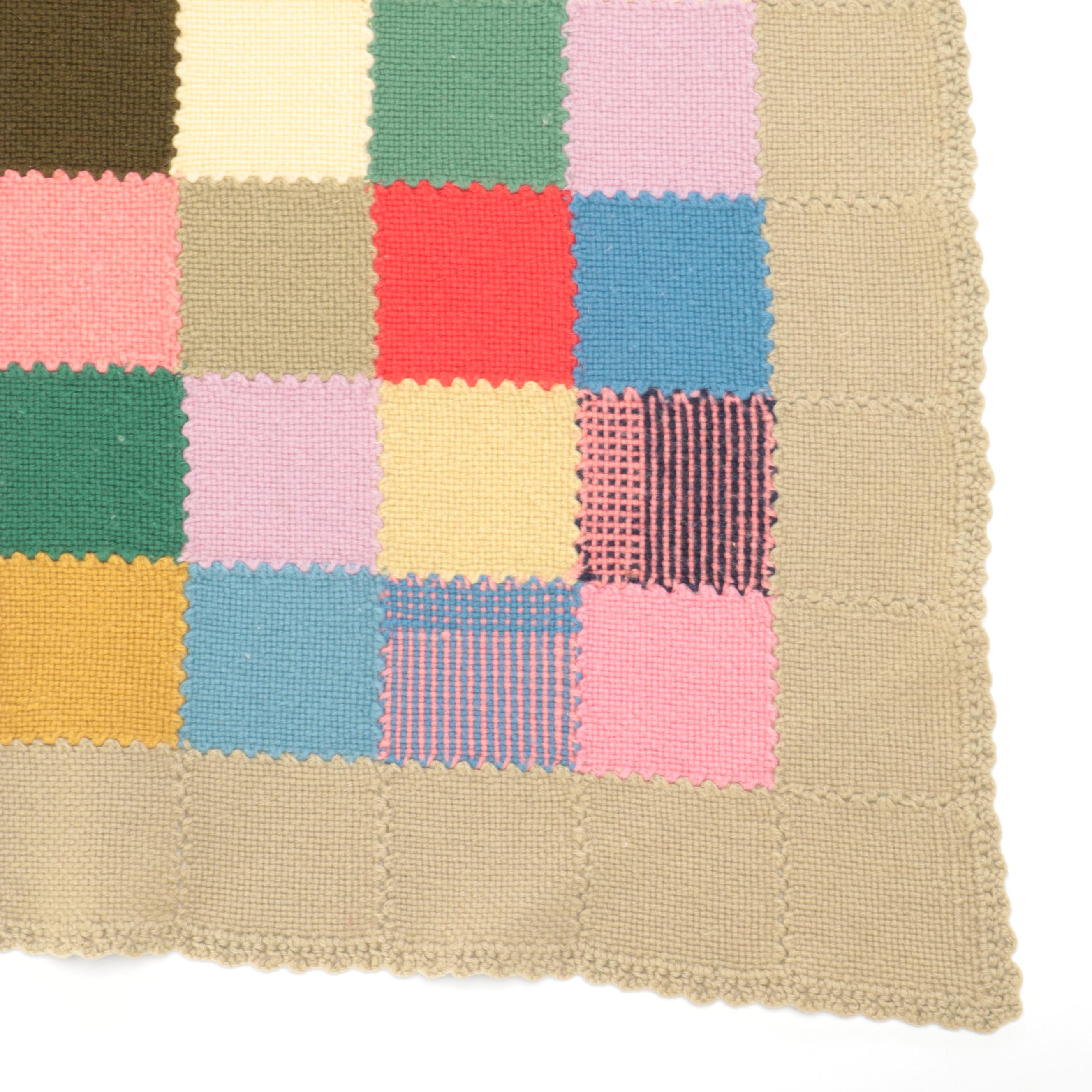 Handwoven and Knitted Checkerboard and Patchwork Throw Blankets