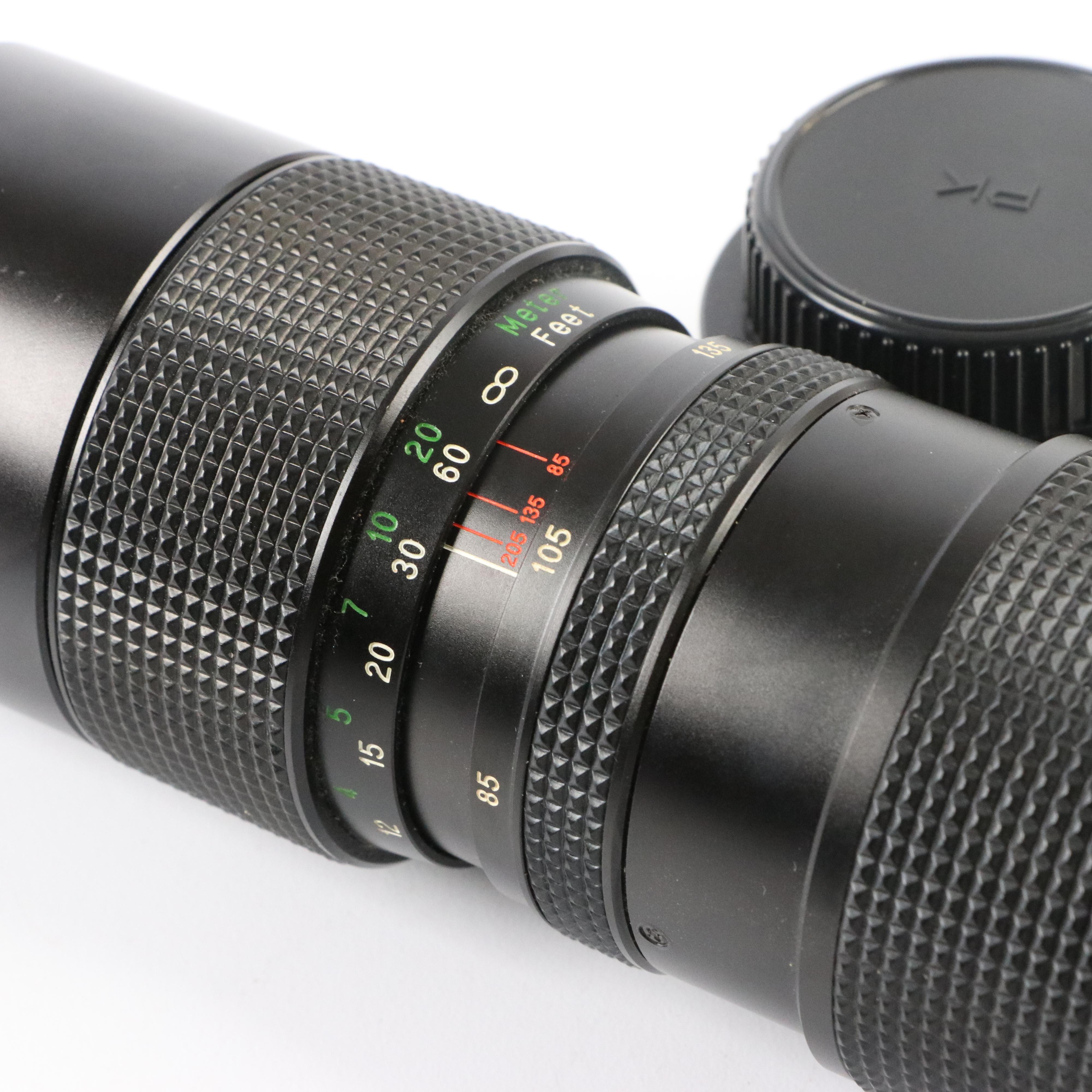 Pentax K1000 and Pentax ME Super Cameras with Telephoto Lenses and More