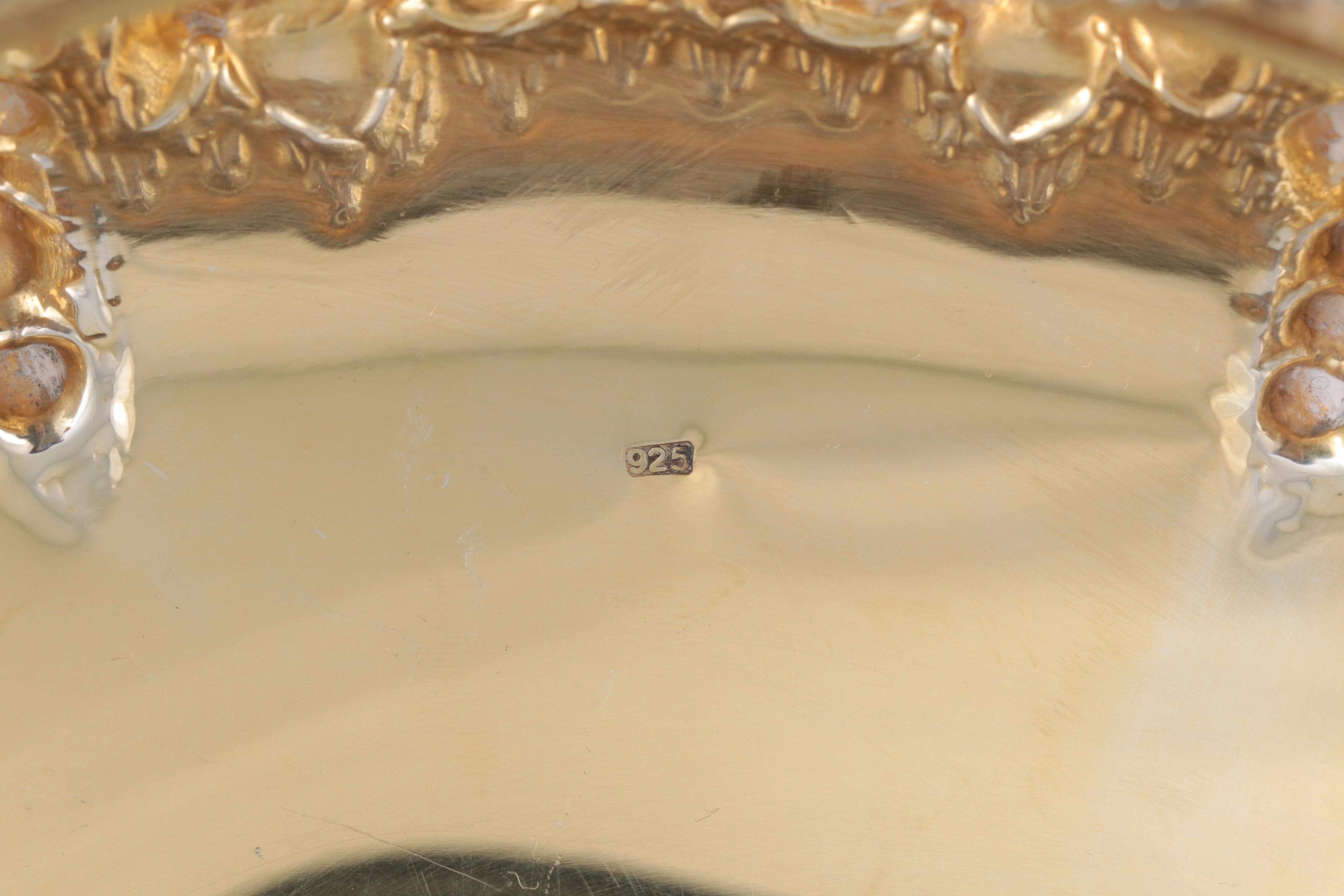 Rococo Style Gold Washed Sterling Silver Wine Cistern with 800 Silver Accents