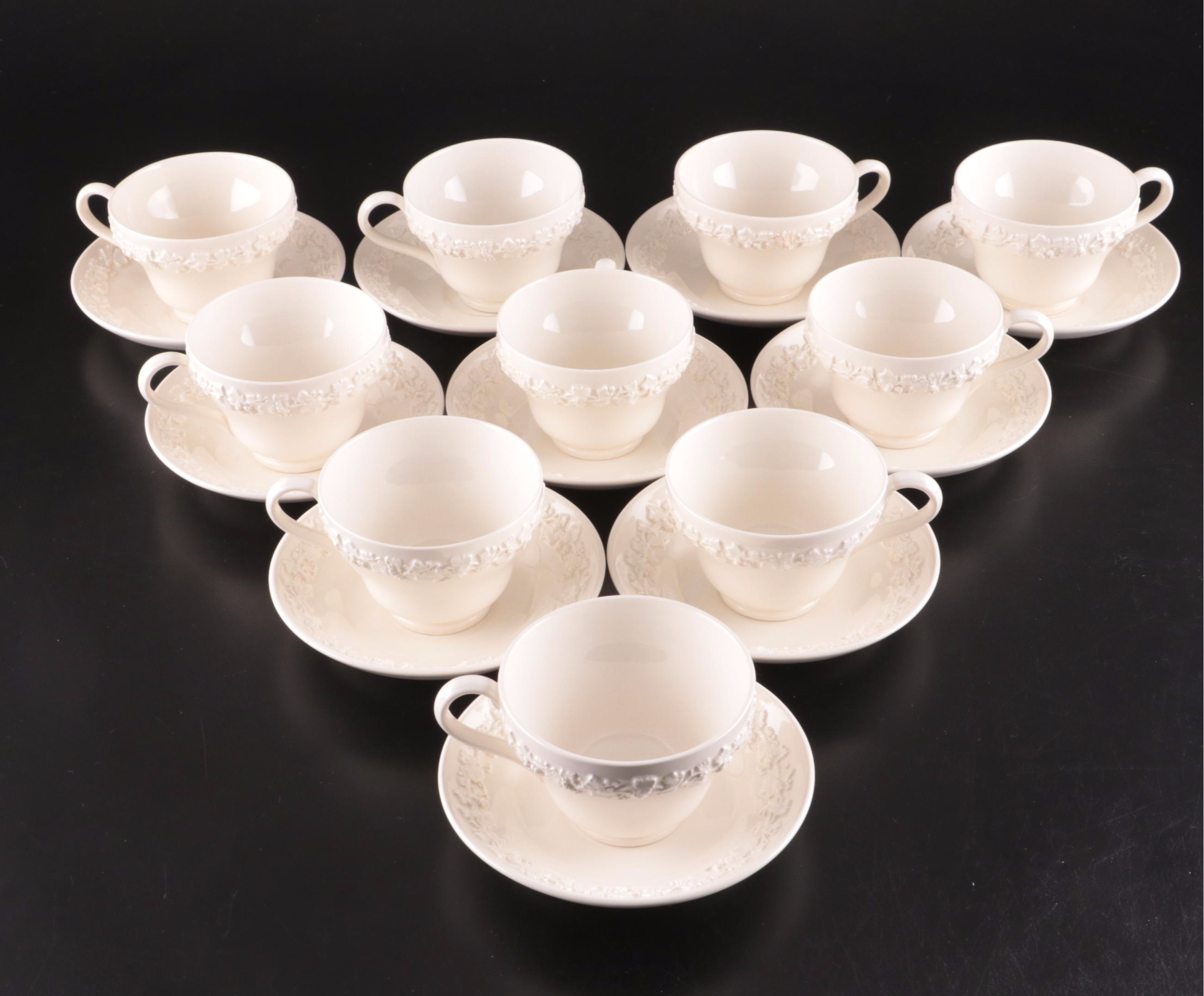 Wedgwood Embossed Queensware Cups and Plates