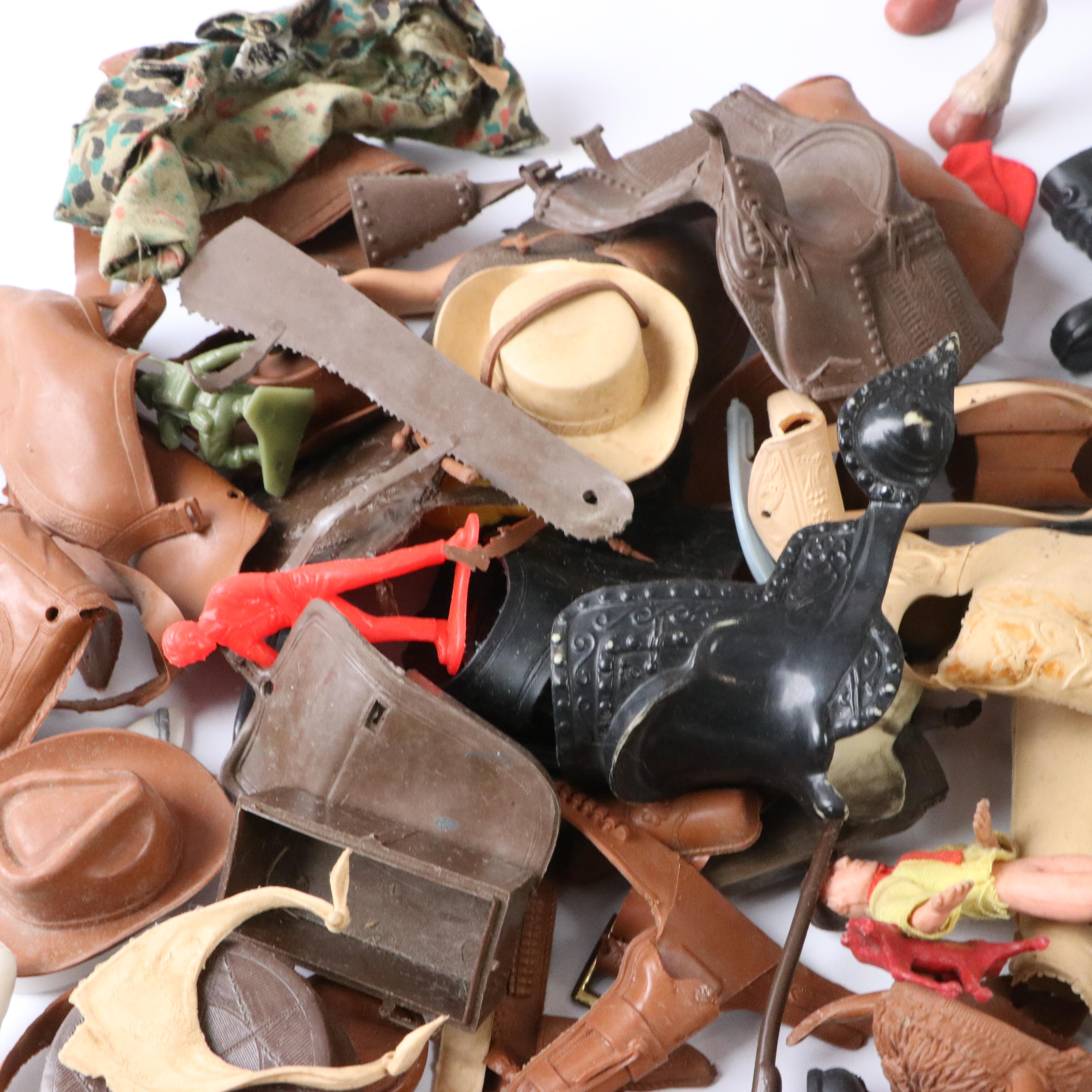 Johnny West Toy Horses, Action Figures, Accessories and a Hubley Toy Cap Gun