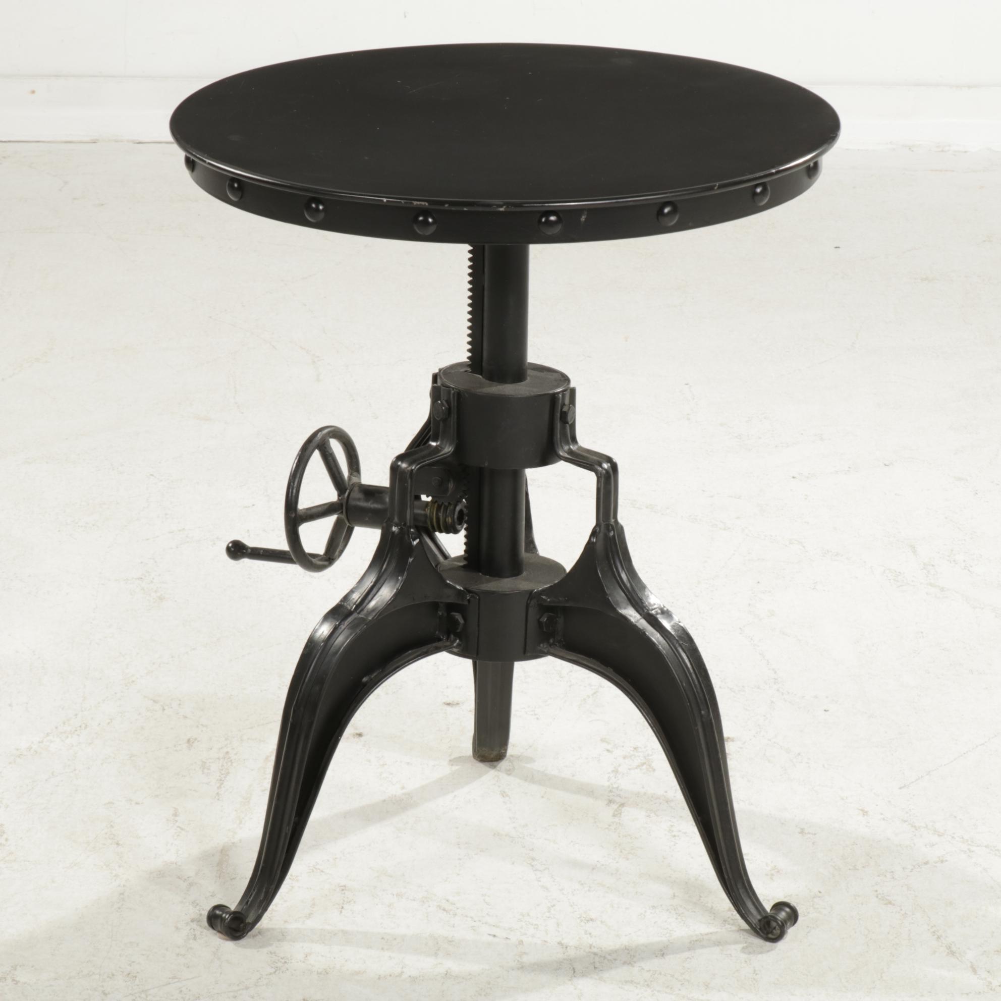 Contemporary Arhaus "Weston" Industrial Style Adjustable Metal Side Table