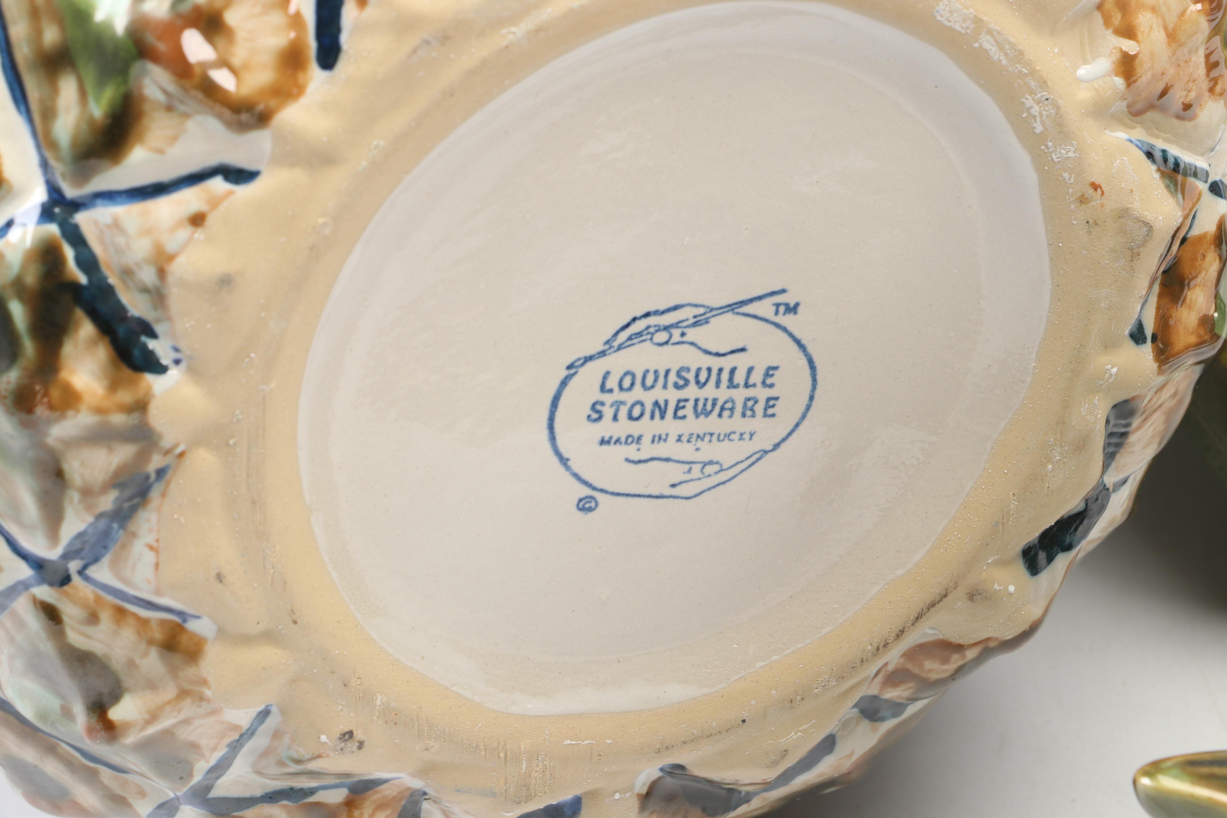 Louisville Stoneware Pineapple Ceramic Drink Dispenser, Pitcher and Cups