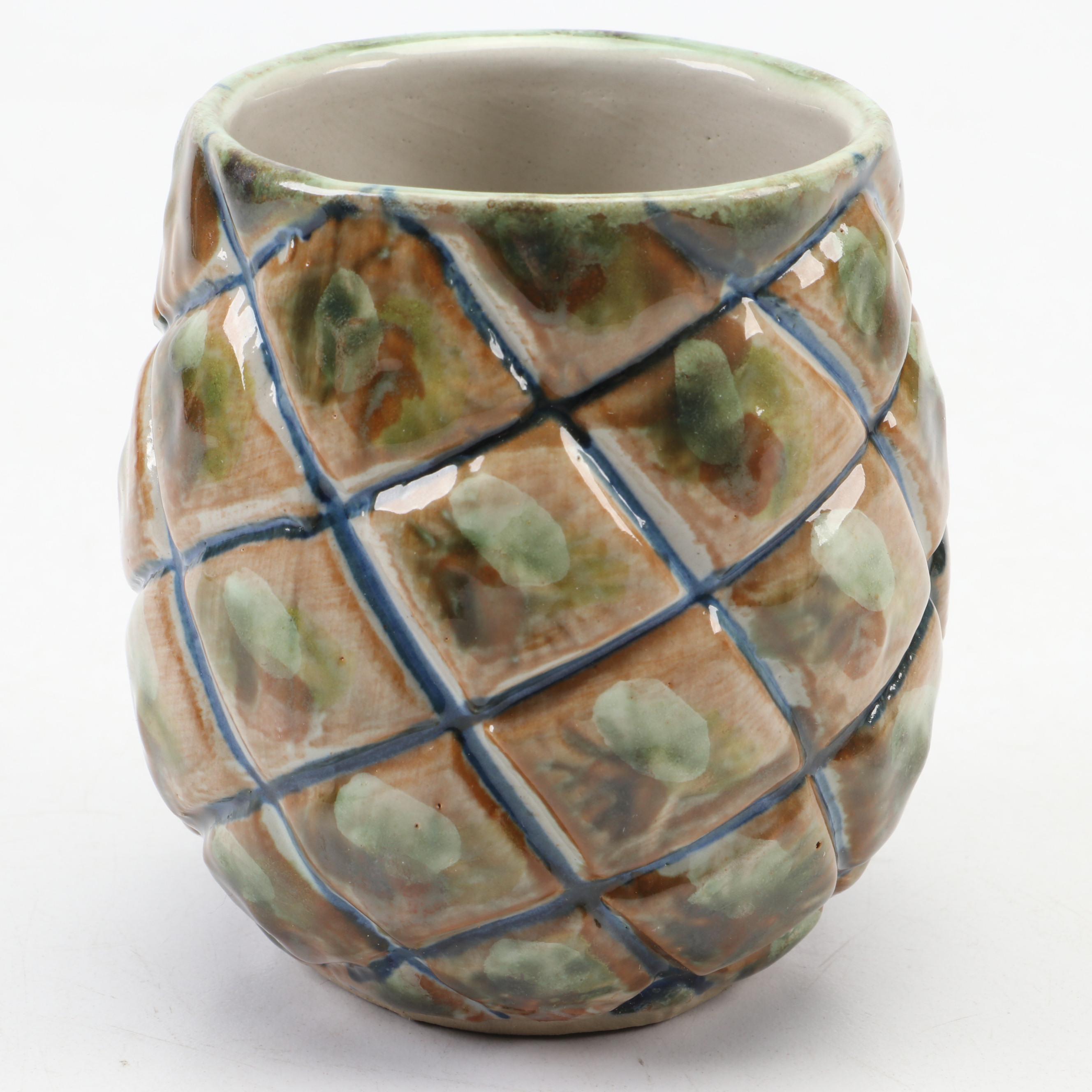 Louisville Stoneware Pineapple Ceramic Drink Dispenser, Pitcher and Cups