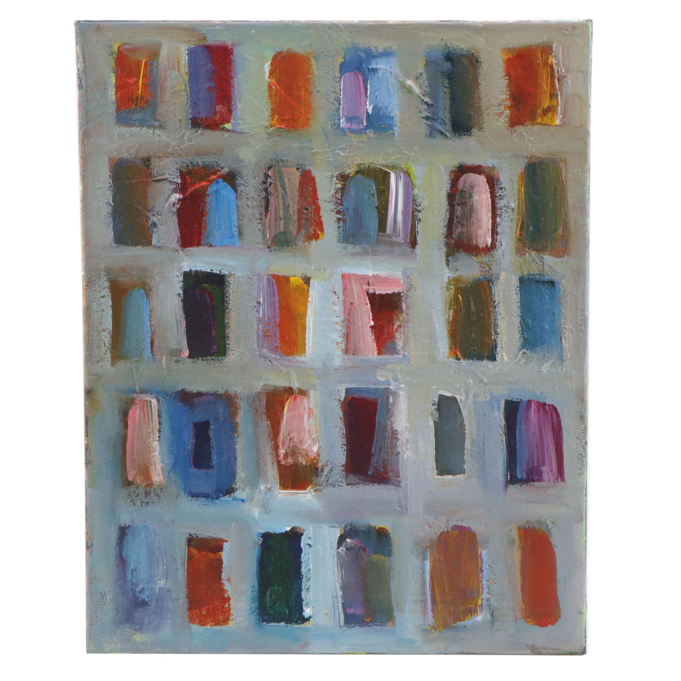 Leif Janek Abstract Geometric Acrylic Painting, 21st Century