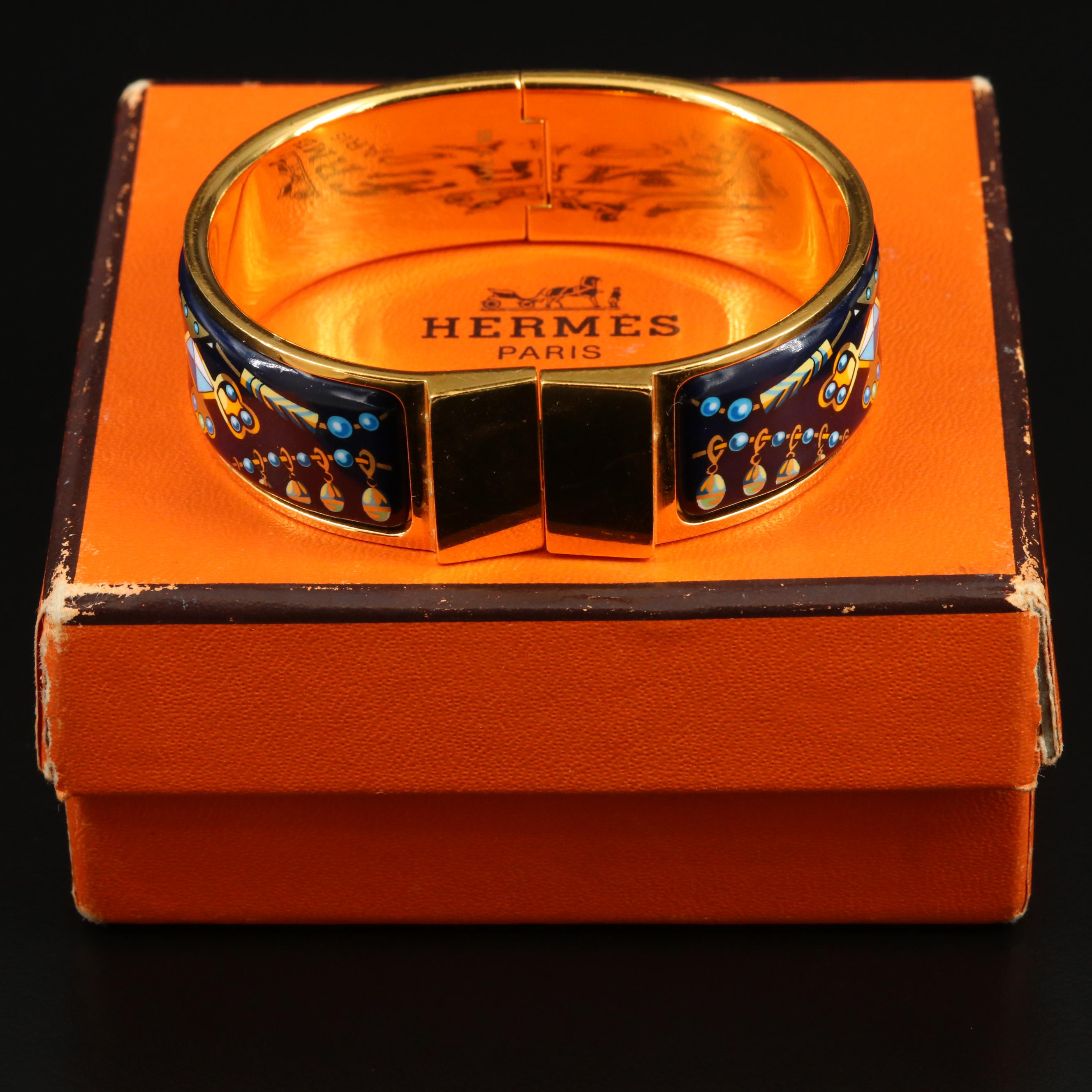 Hermès Enamel Wide Bracelet with Box