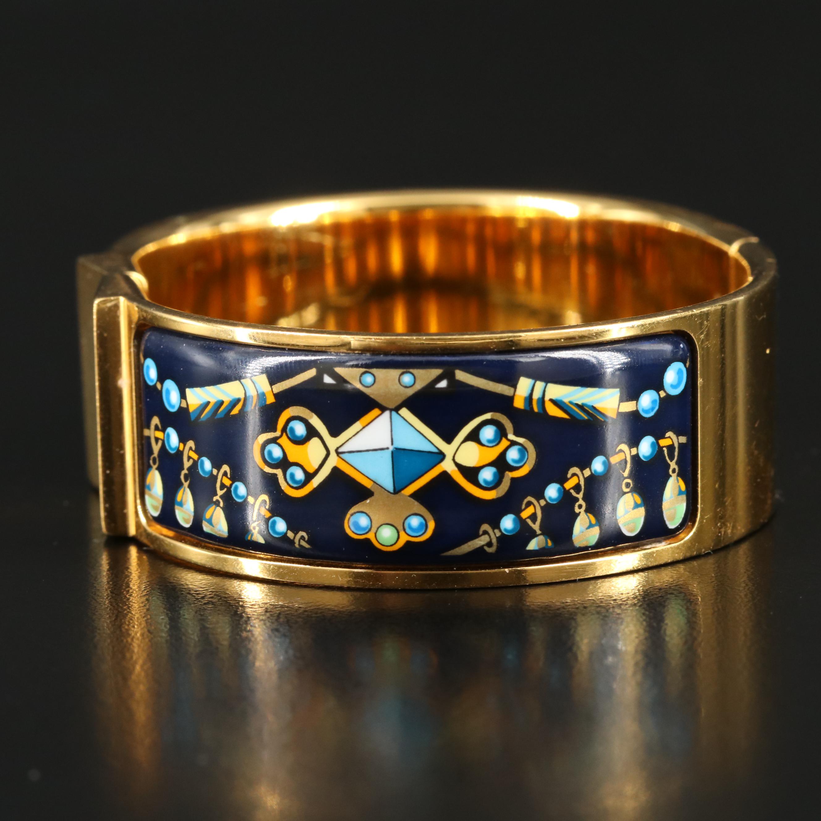 Hermès Enamel Wide Bracelet with Box