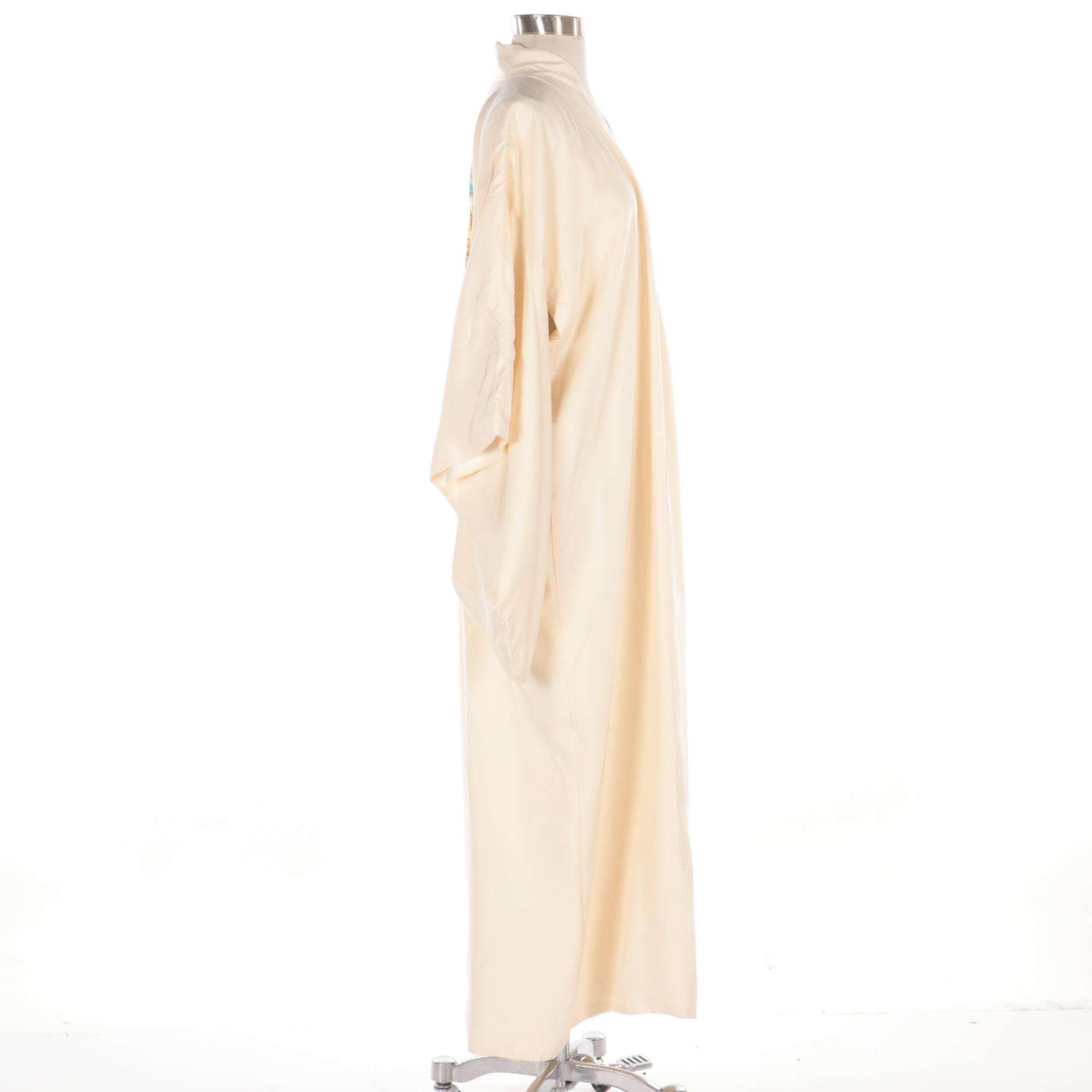 Japanese Spider Chrysanthemum Embroidered Kimono Robe