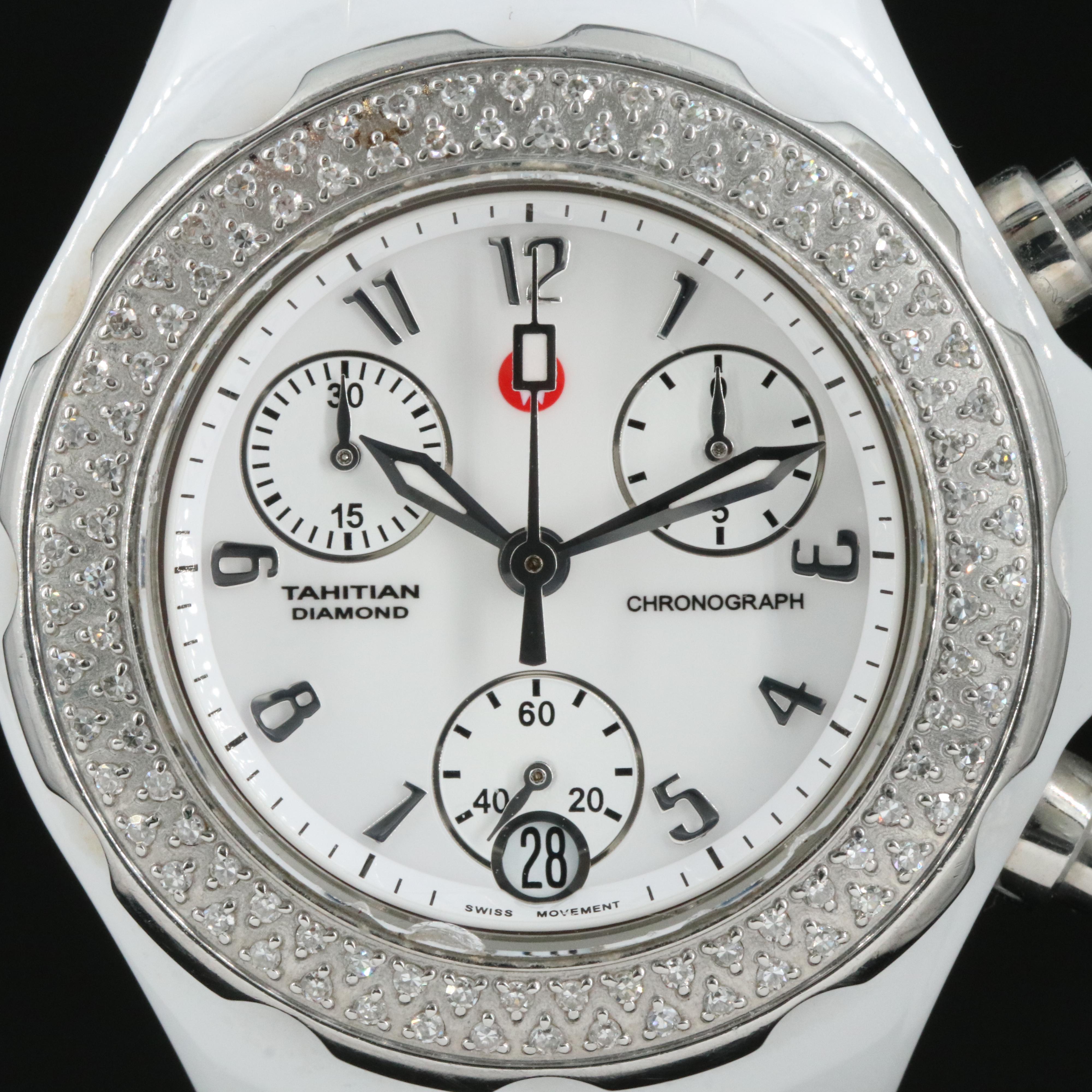 Michele Tahitian Ceramic Diamond Watch