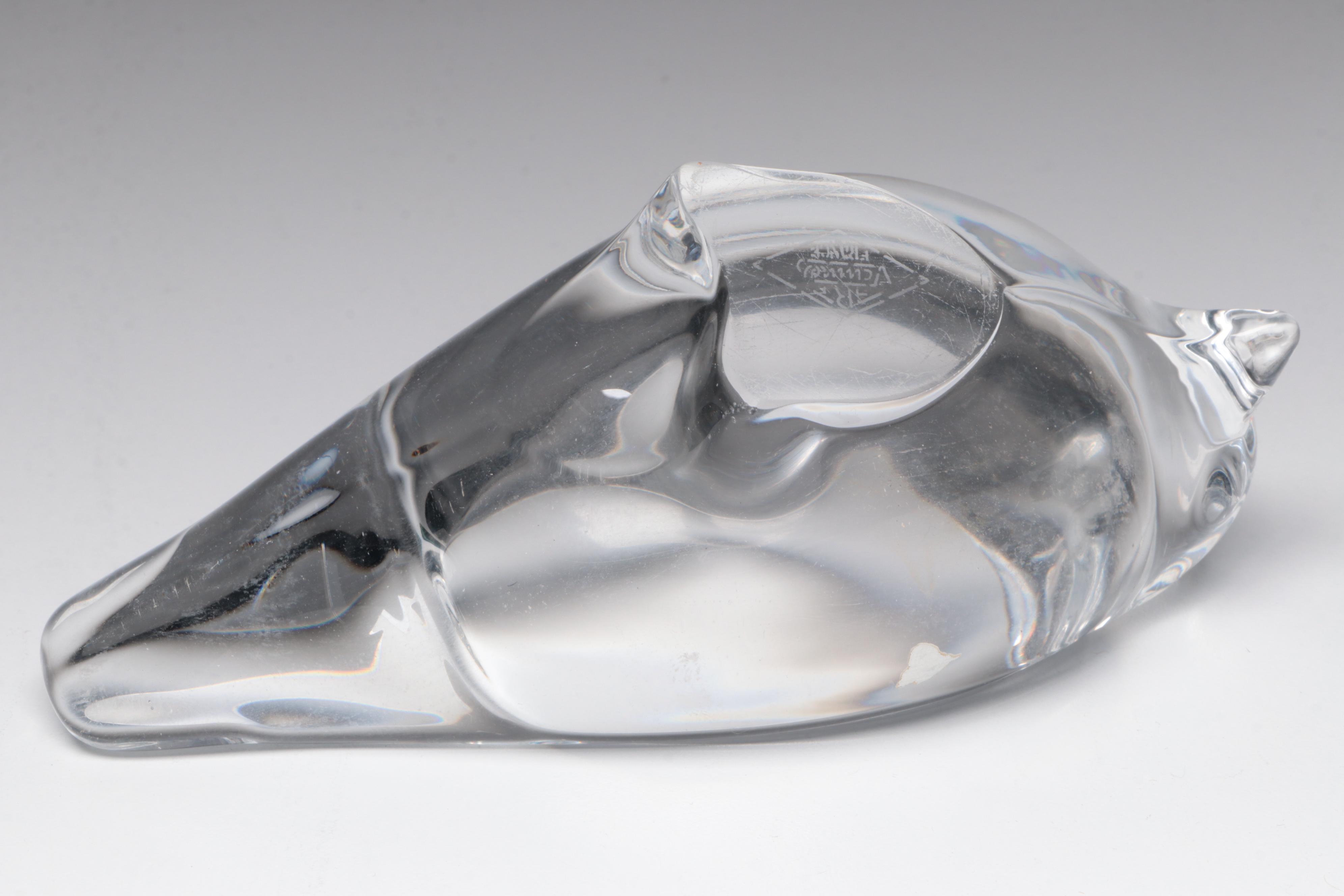 Vannes Crystal Bird Figurines with Victorian Emerald Glass Double Perfume Bottle