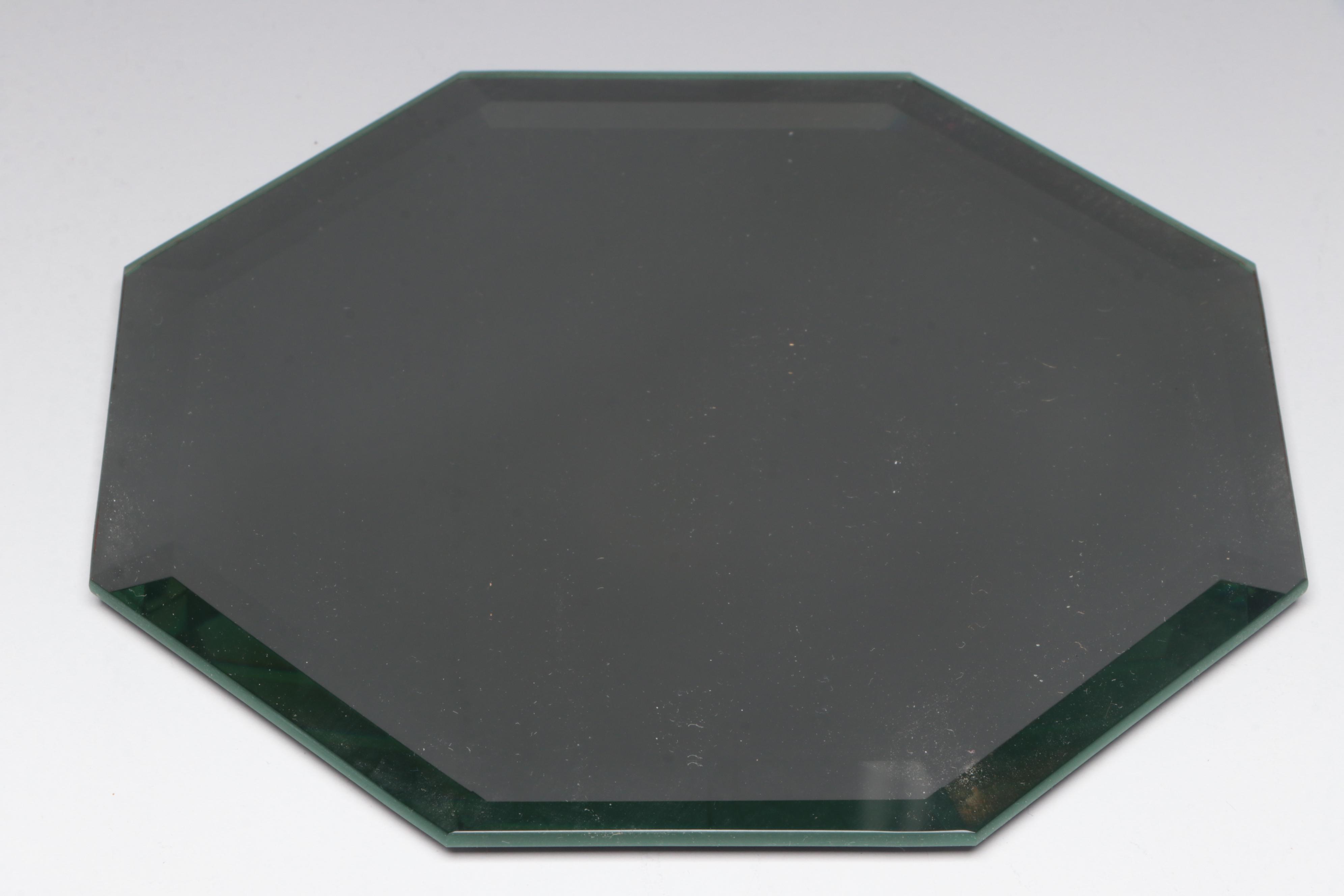 Vannes Crystal Bird Figurines with Victorian Emerald Glass Double Perfume Bottle