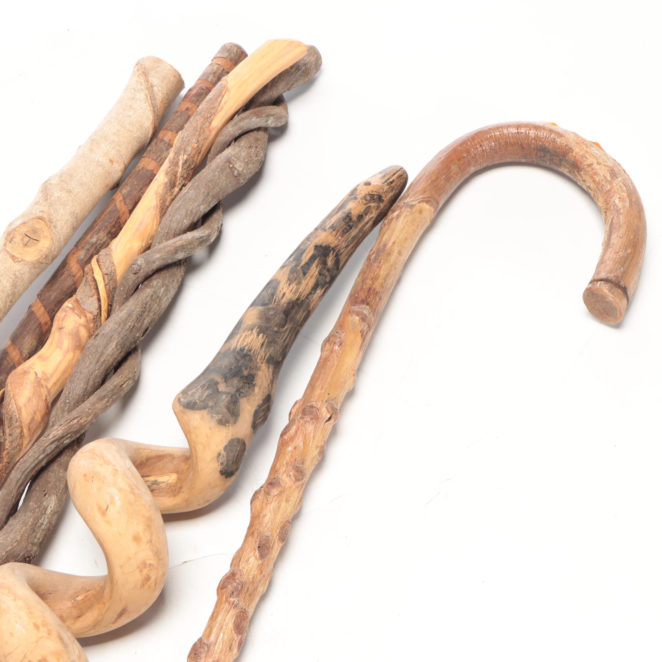Hand-Crafted Twisted Vine Walking Sticks and Thornwood Cane