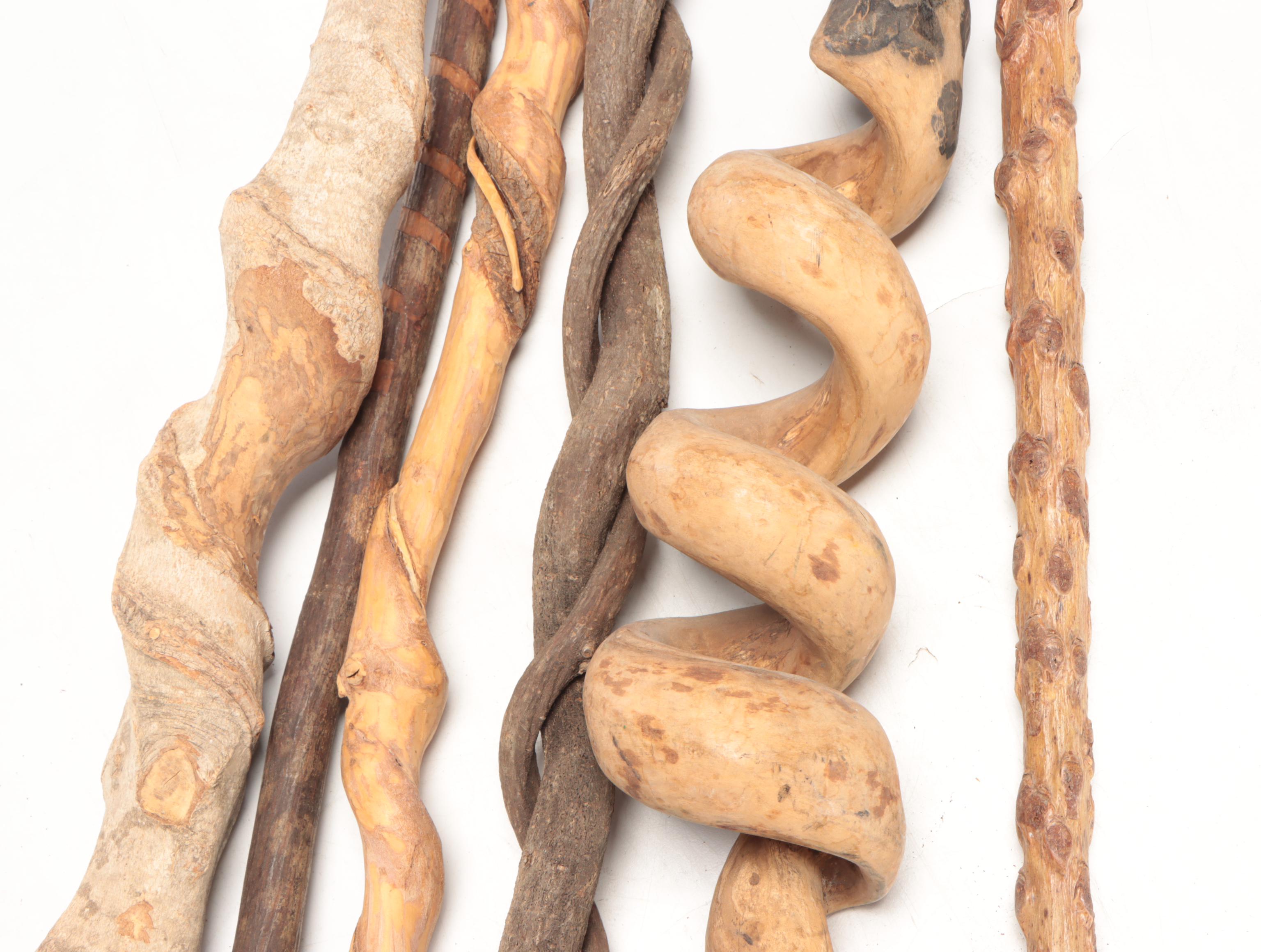 Hand-Crafted Twisted Vine Walking Sticks and Thornwood Cane