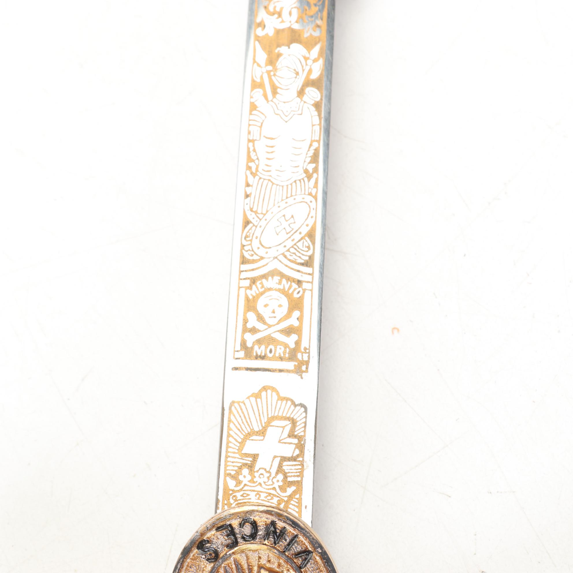 Masonic Knights Templar Ceremonial Sword With Leather Scabbard