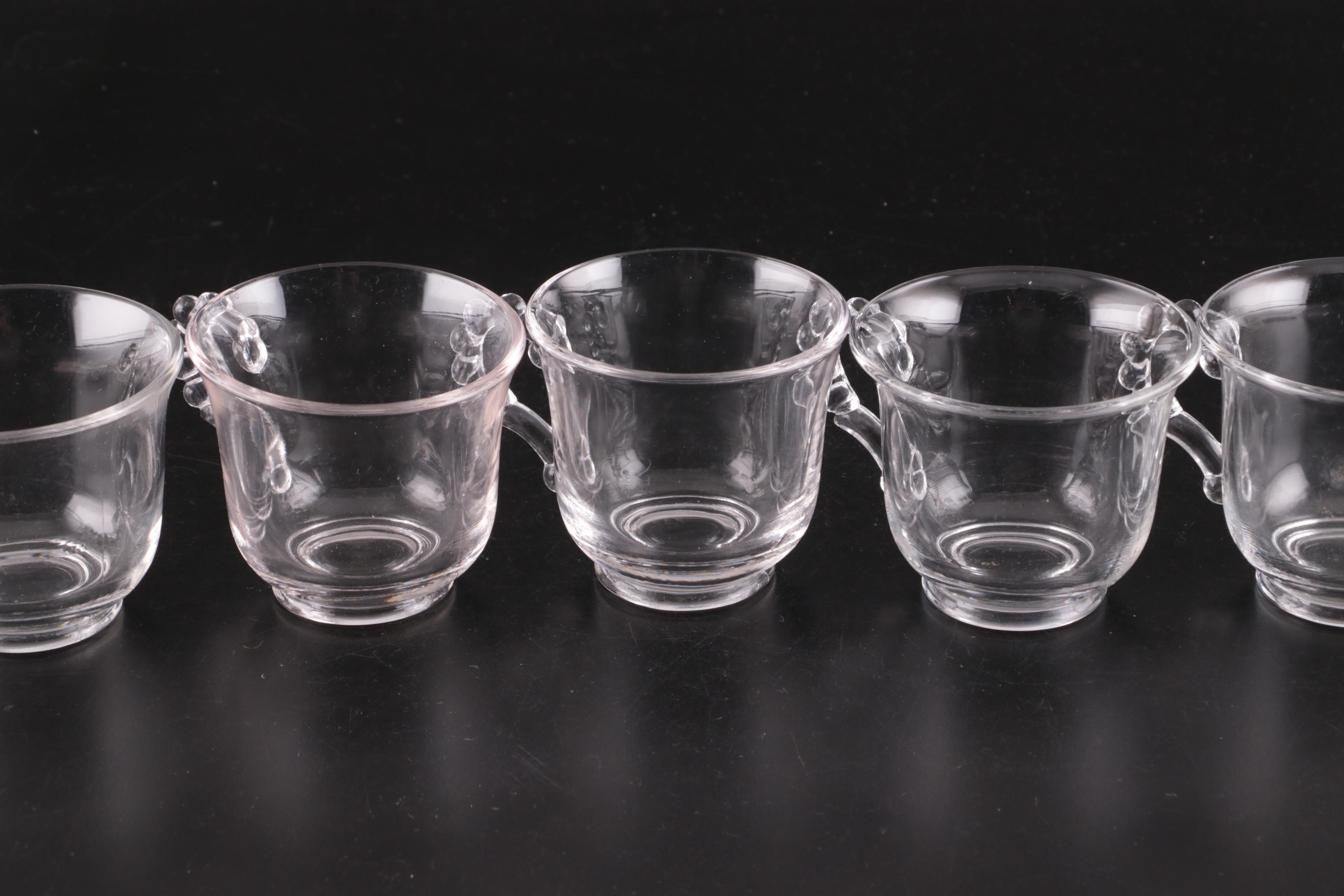 Imperial "Candlewick"  Glass Teacups and Saucers, 1936-1984
